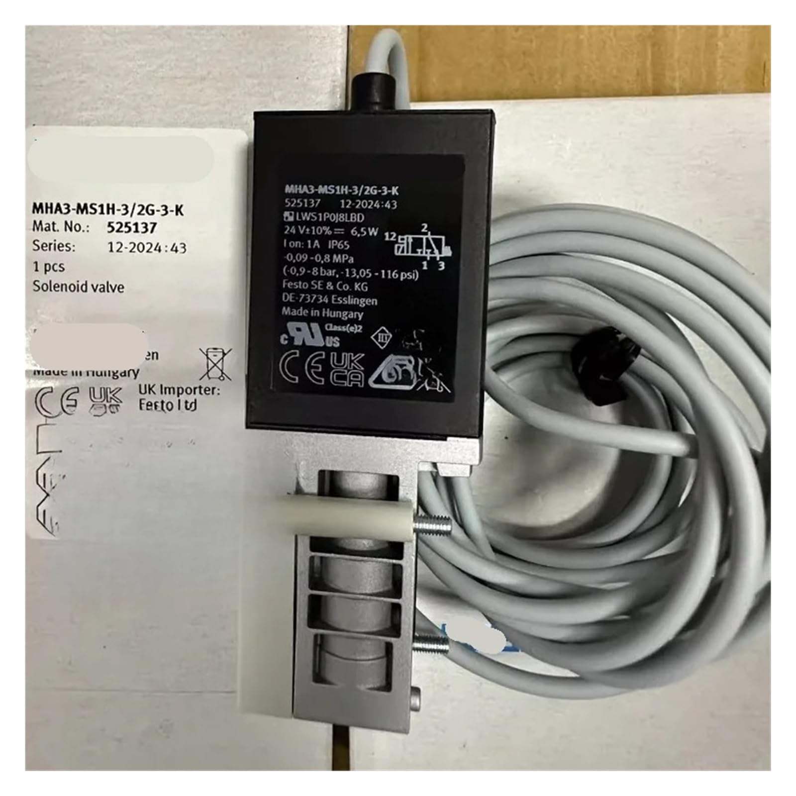 ELZNSQQK 1PCS Solenoid Valve MHA2-MHA3-MS1H-3/2G-2-3-K196119 196121 525135(196121)