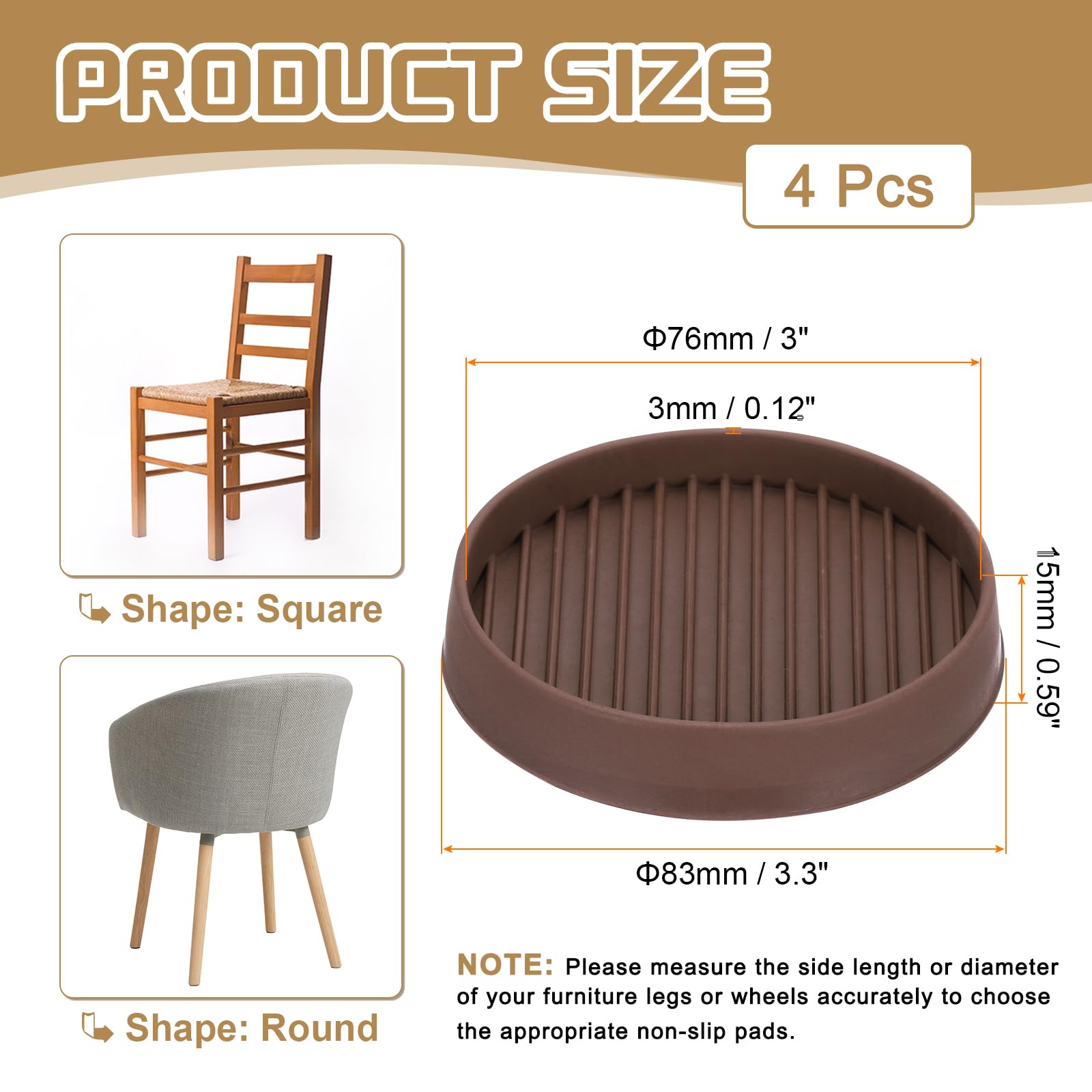 PATIKIL 3.3 Inch Rubber Furniture Pads - Image 2