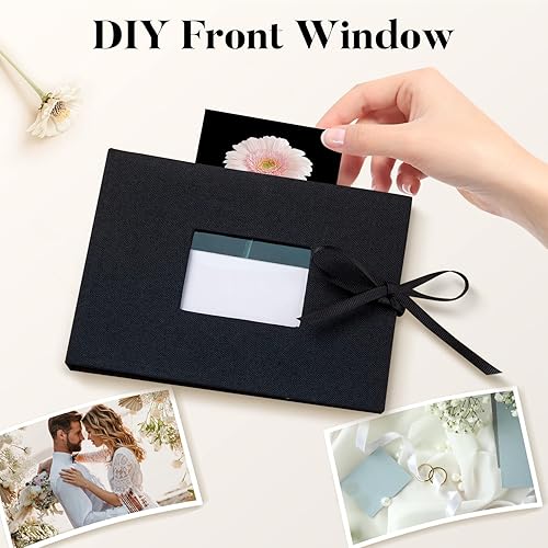 Miniatura 5 de Fabmaker Paquete de 2 álbumes de fotos pequeños de 4 x 6, cada álbum de fotos tiene capacidad para 24 fotos horizontales, cubierta de lino con