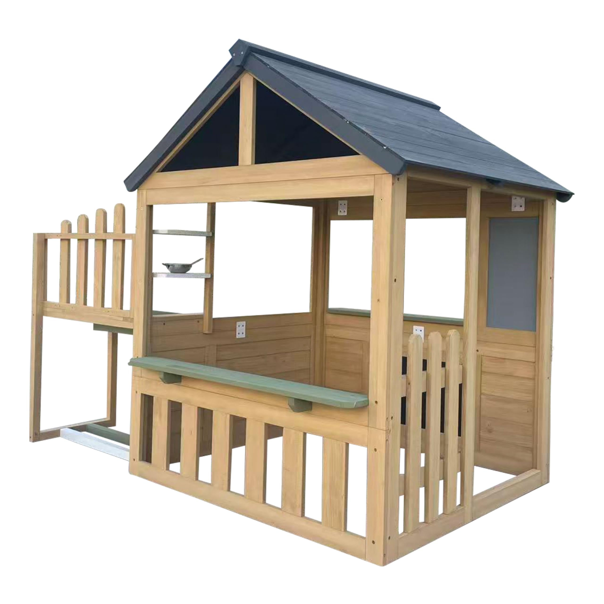AXI Lizz Casetta per bambini in legno Marrone/Antracite con cucina giocattolo integrata