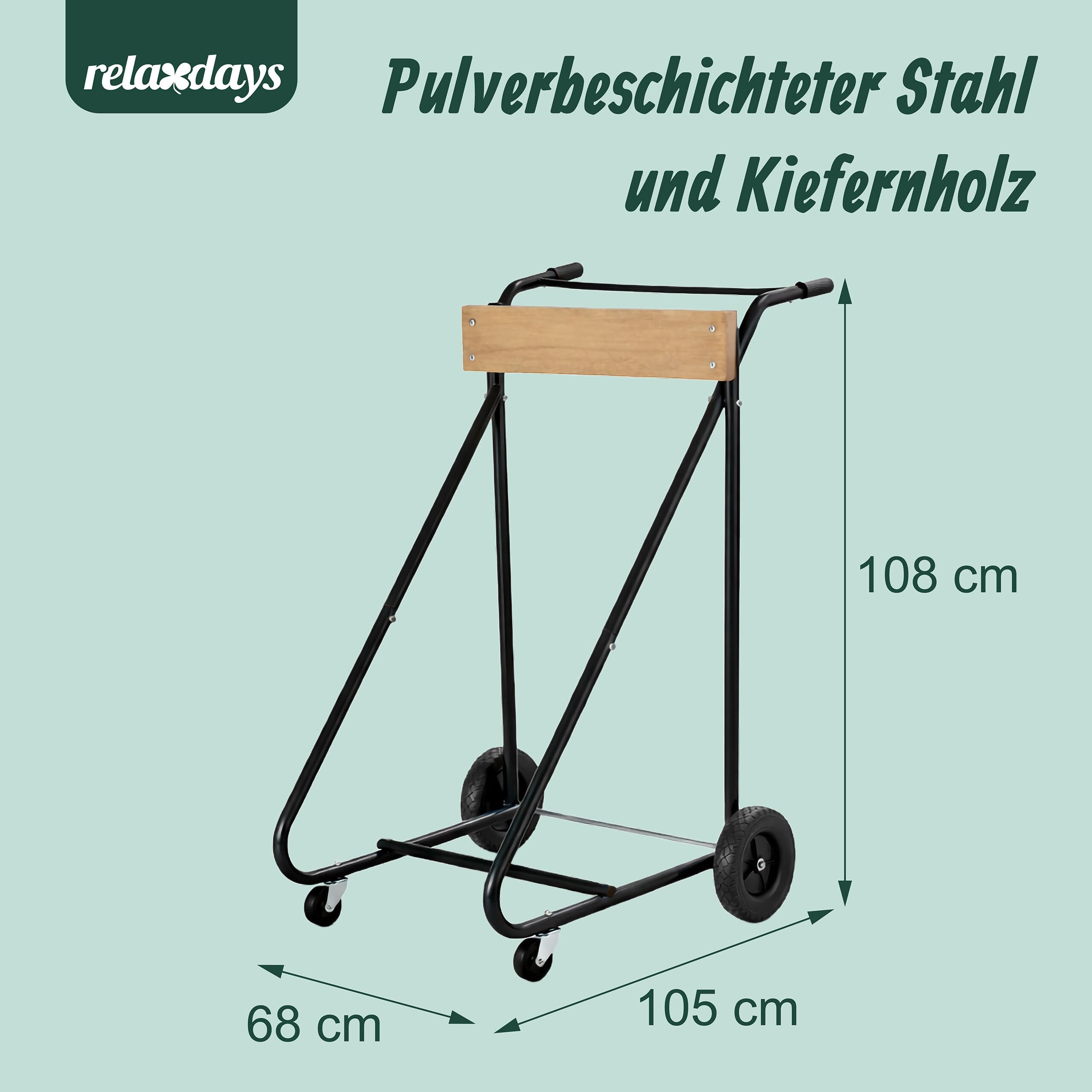 Relaxdays Außenborder Ständer, Lagerung & Transport, Langschaft Außenbordmotor bis 150 kg, Stahl Motorhalter, schwarz