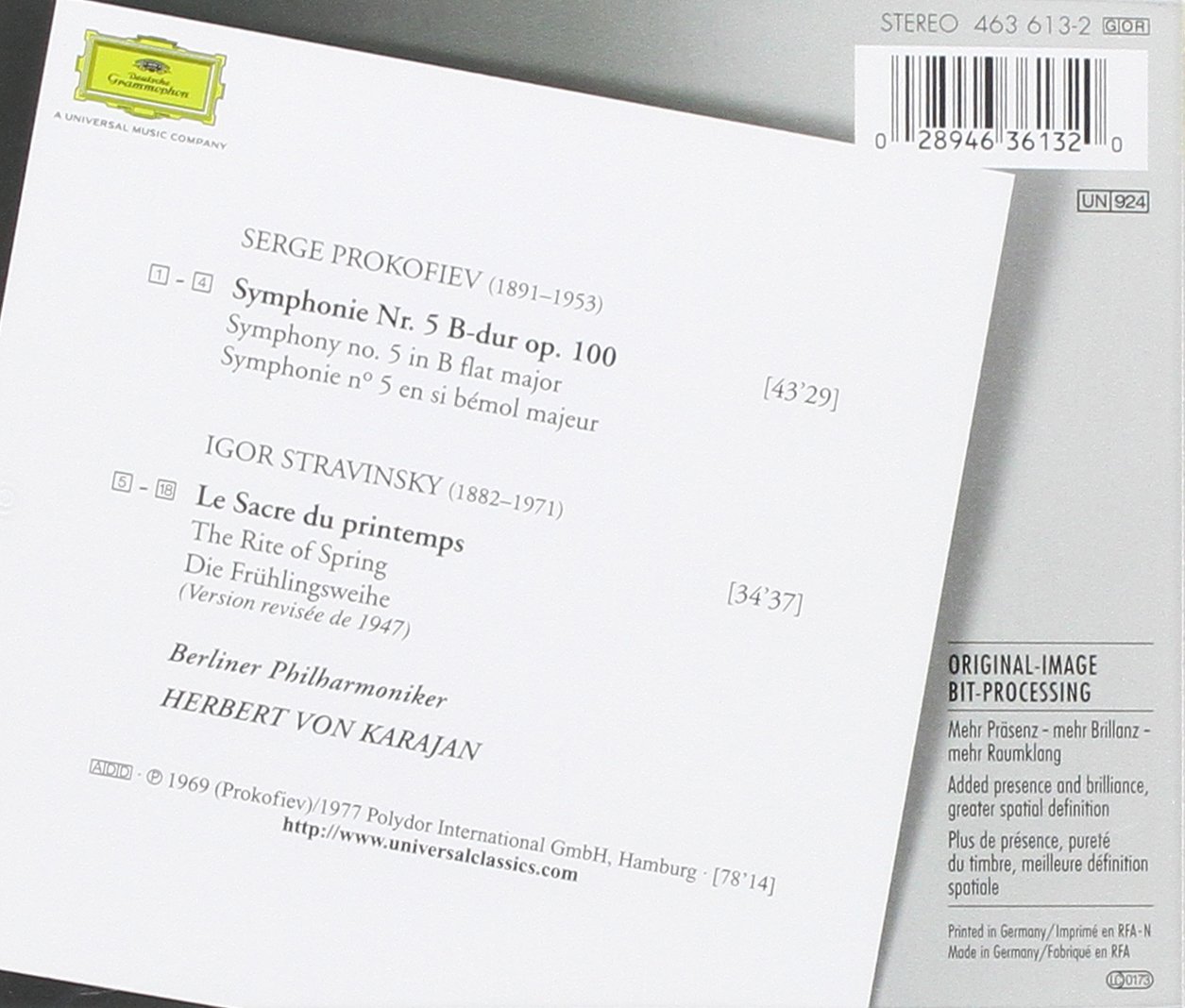 Prokofiev : Symphonie n° 5 - Stravinsky : Le Sacre du printemps