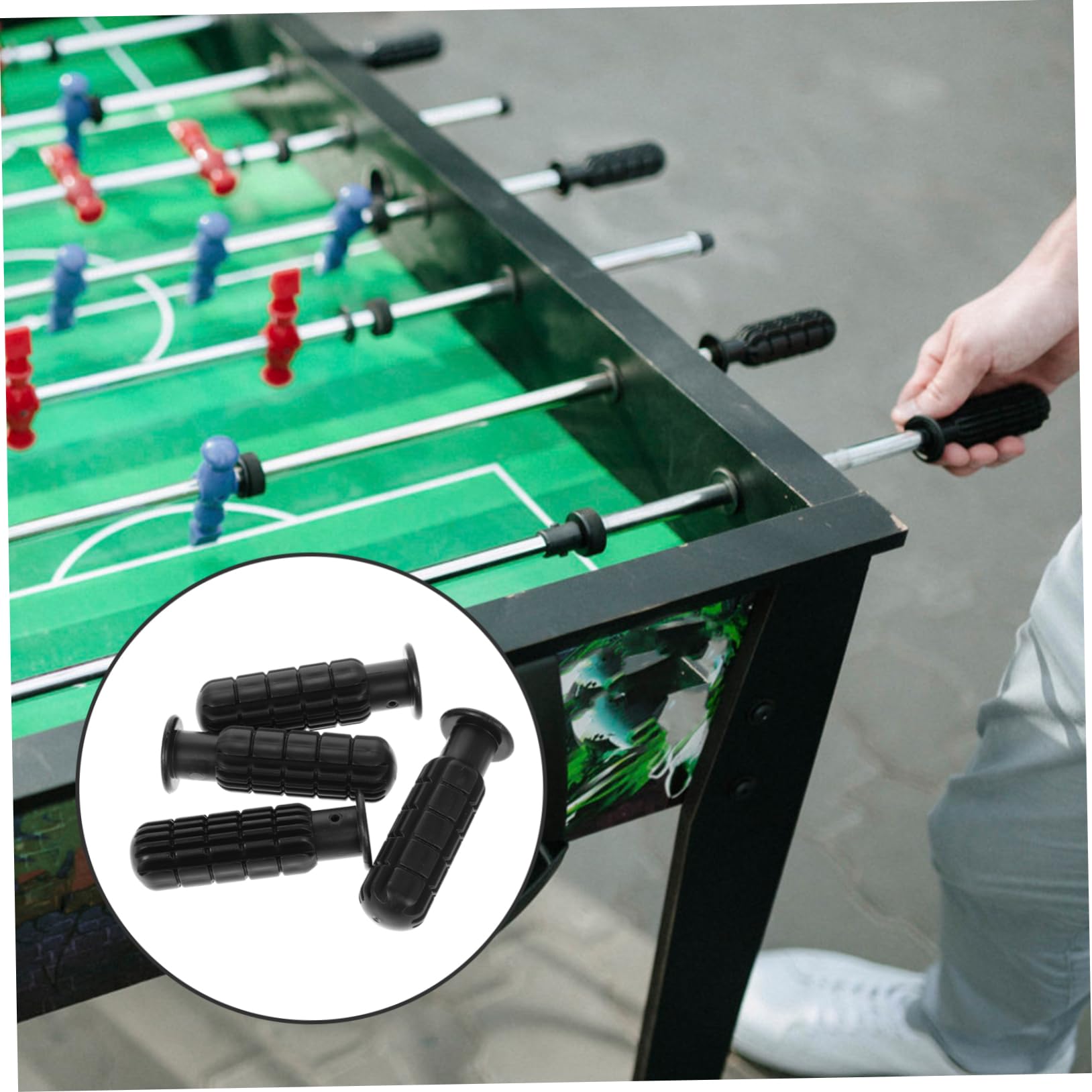 Yardwe 4 Maniglie per Calcio Balilla in Pvc Nero Ergonomiche Antiscivolo per Tavoli da Calcio 0,7m