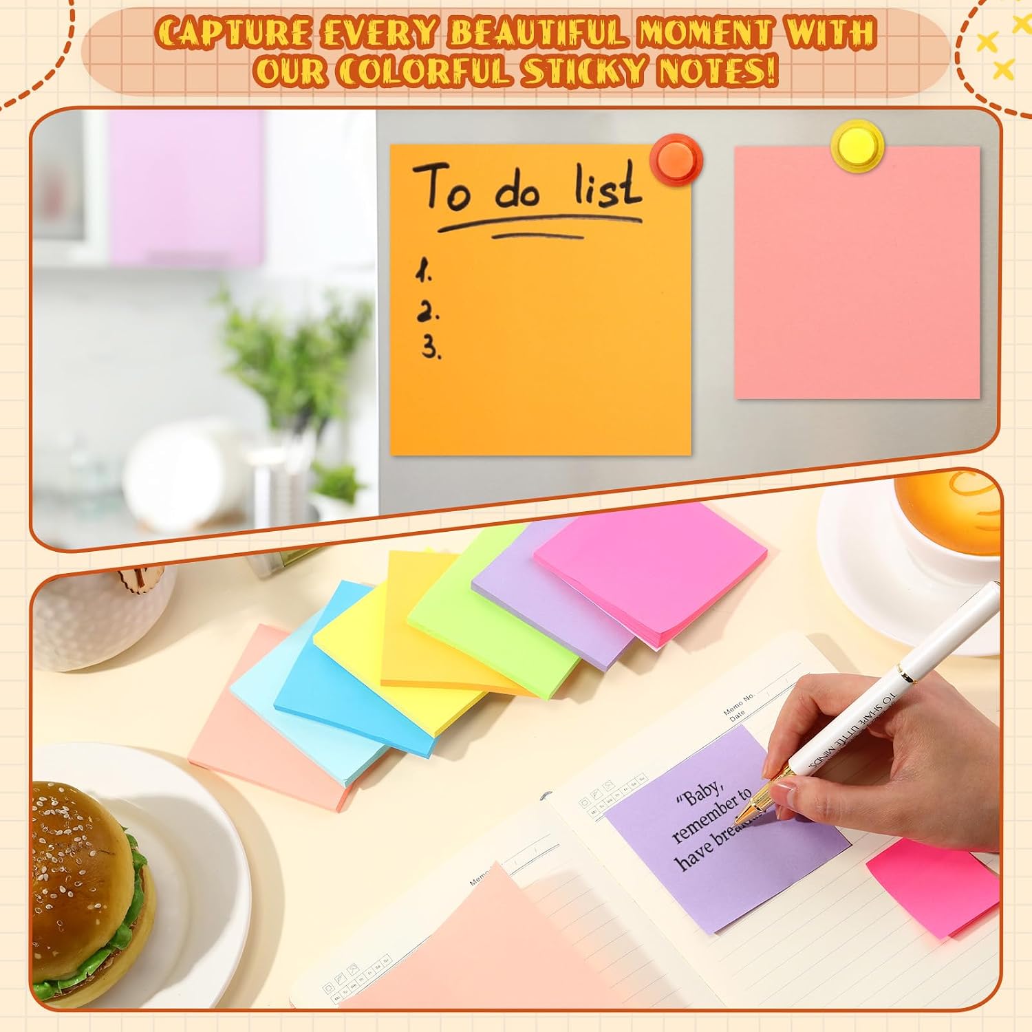 Thenshop 40 Pads Variety Size Sticky Notes Assorted Sizes Self Stick Notes image 5