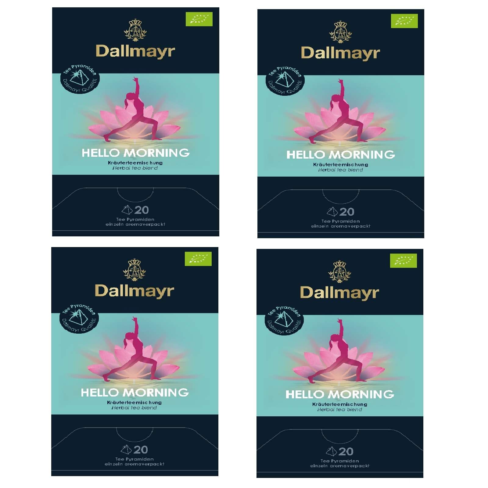 4 x Dallmayr Hello Morning Bio Kräutertee 20 Pyramiden x 2,5g