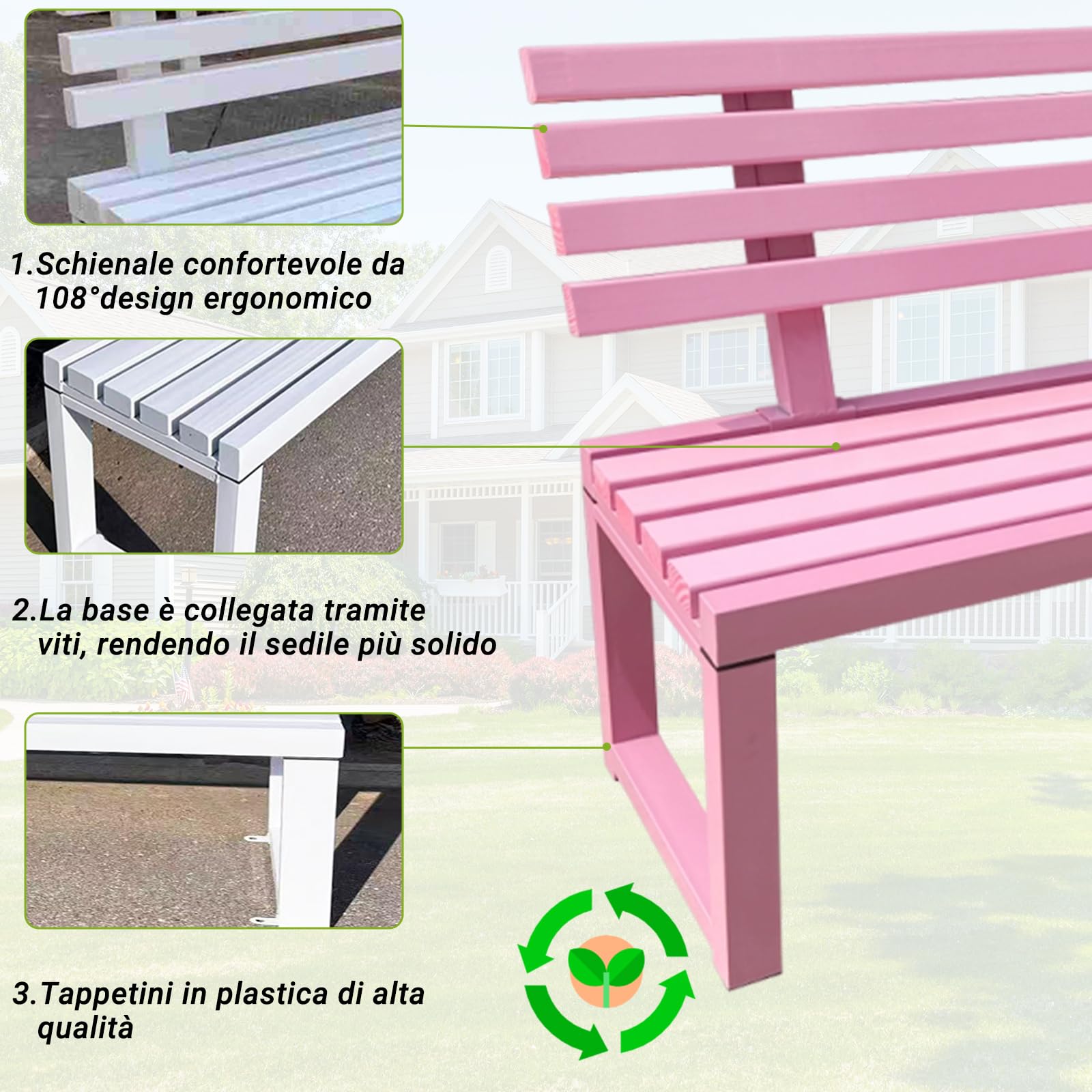 Panca da Giardino, panchine da Patio, Panchine da Esterno per Patio, Panca da Giardino in Metallo, per Portico, Prato, Balcone e Cortile(Dimensioni: 120x40x85cm)
