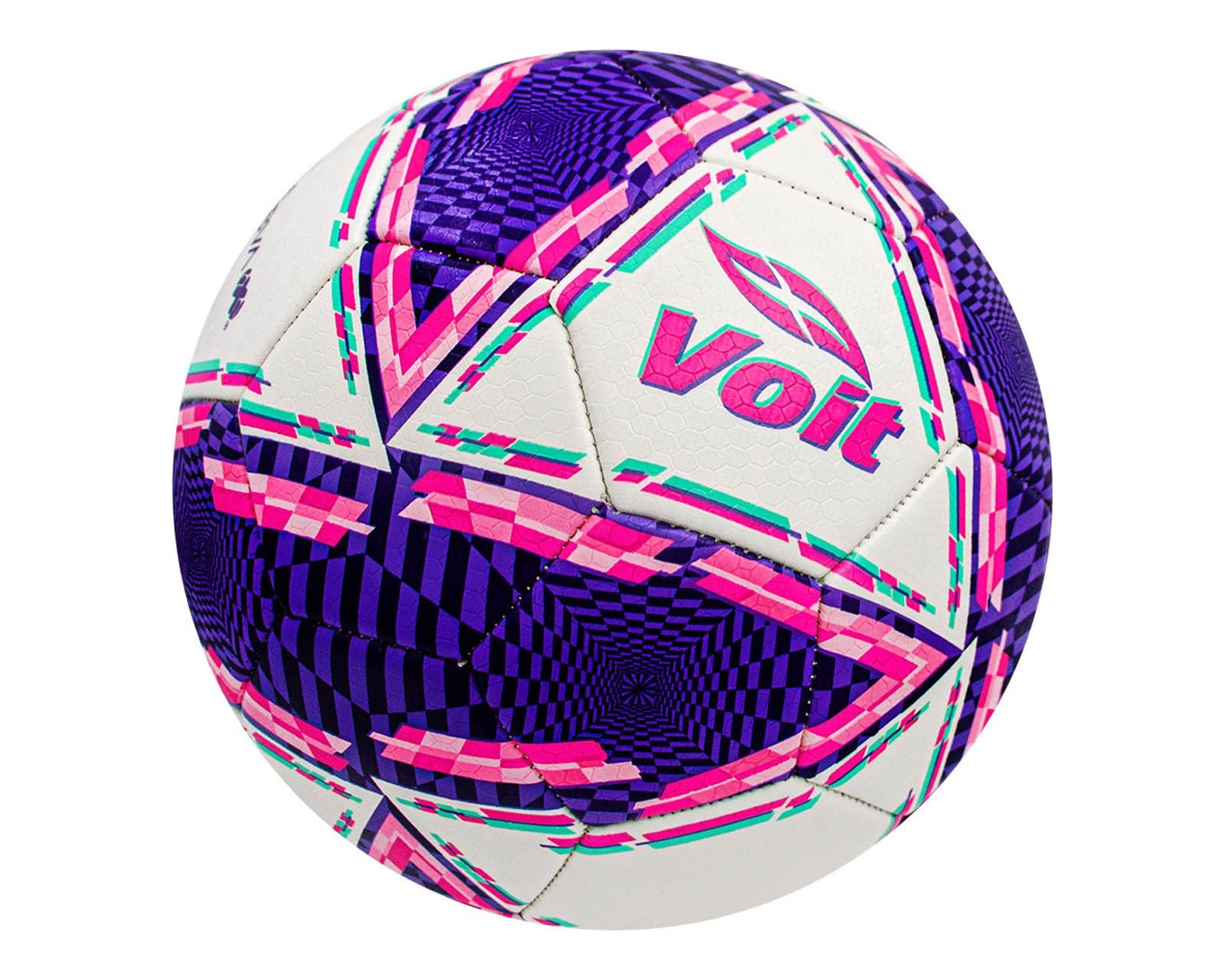 Voit Recreational Replica Soccer Ball - Size 5, Multiple Colors, Durable Machine-Stitched Ball with Reinforced Pivot for Greater Air Retention (TB Serie 200 MS Apertura 2024, White/Purple/Pink)