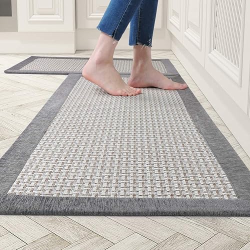 Alfombras y tapetes de cocina antideslizantes lavables absorbentes para cocina tapetes grandes de cocina para frente al fregadero juego de 2 piezas