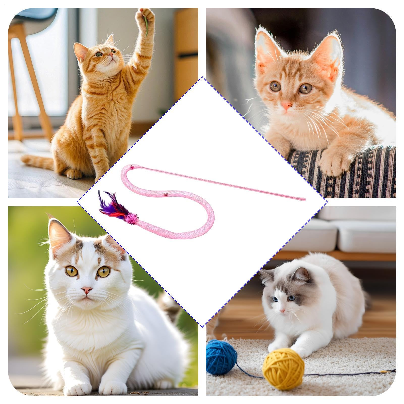 Generico per Gatti con Che Cigola Con Piume | Interattivo In Forma Di Serpente In Rete Per Gatti Per Giochi Indoor, Esercizio E Caccia Dei Cuccioli