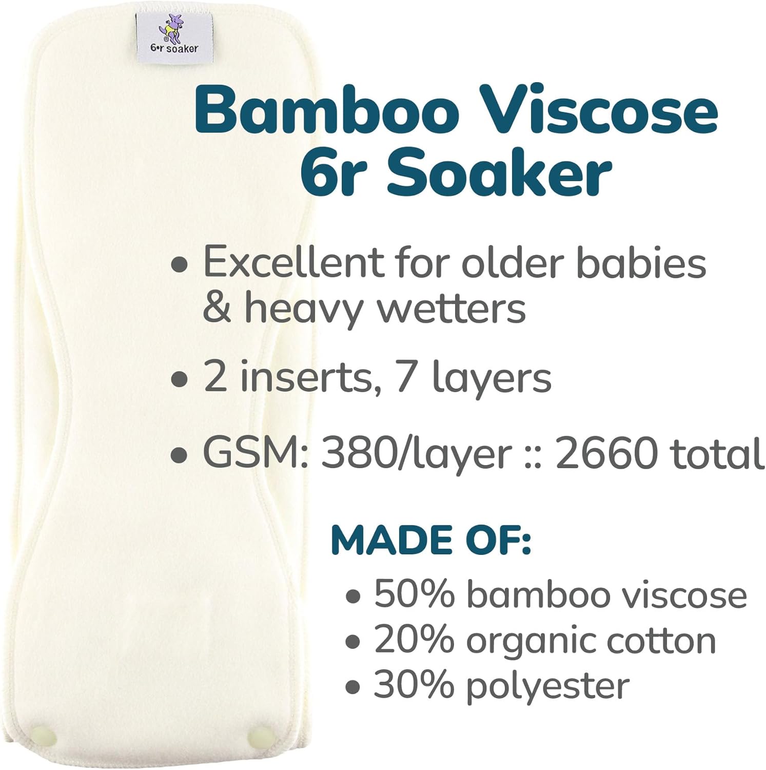 Kanga Care Rumparooz G3 OBV Cloth Diaper Reusable One Size Pocket Diaper with Patented Inner Double Gusset 2 pcs Bamboo Rayon Insert Soaker | Almond (6-55+ lbs)