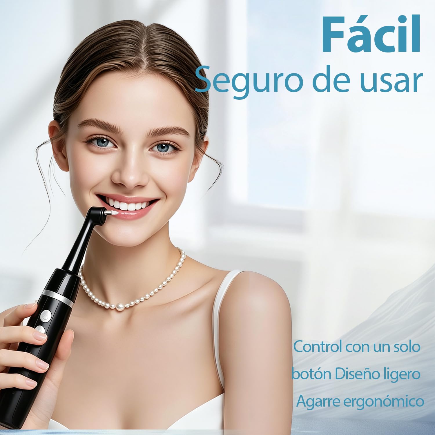 Kit Pulidor Dental Recargable para Limpieza y Blanqueamiento Dental, limpiador de sarro dental con 5 Cabezales, 5 Velocidades, Luz LED, quita sarro dental y manchas, IPX6 Resistente al Agua - 5