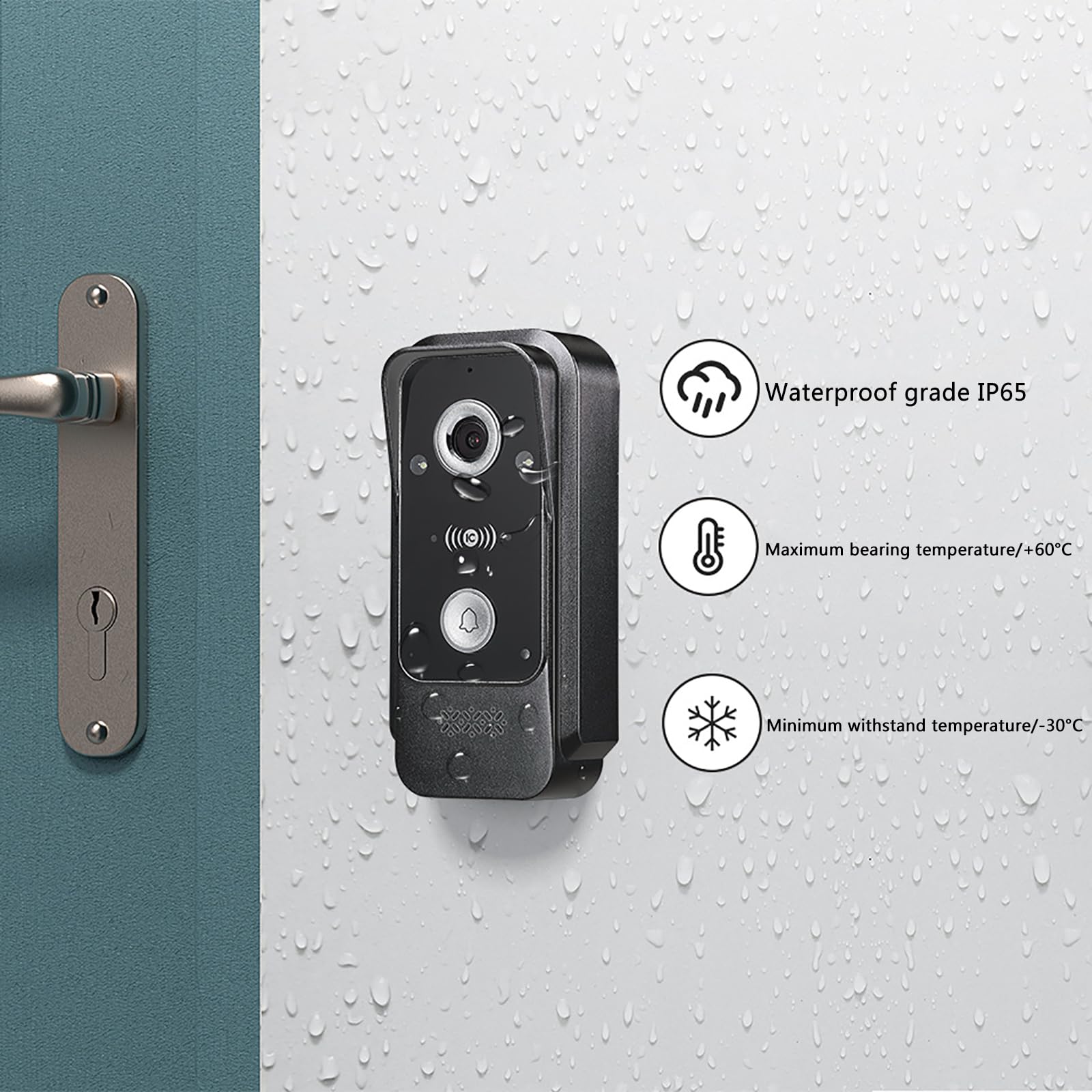 1080P Wireless Video Door Intercom, Video Door Intercom, IP Video Door Intercom, Verdrahtete Video-Türklingel Wohnung Gegensprechanlage(1 Glockenspiel+1 Bildschirm+2 Kamera)