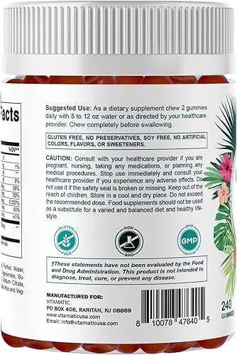 Miniatura 9 de Vitamatic Gomitas de colágeno hidrolizado con vitamina C, zinc y biotina, 200 mg - Apoyo para la piel saludable - 240 gomitas