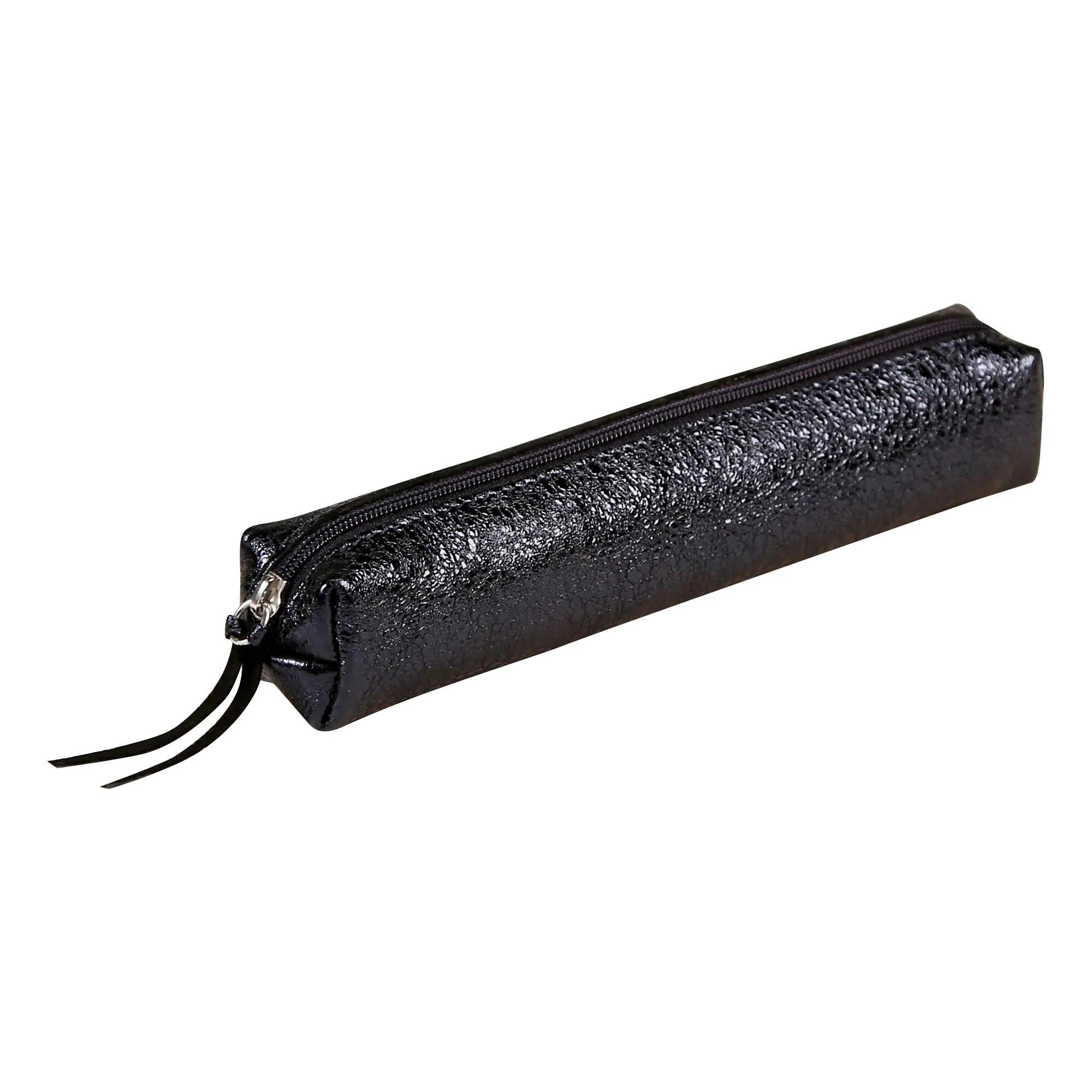 Clairefontaine 410019C - One Small Slim Céleste Pencil Case - Dimensions: 19.5x2.5x4 cm - Made of Genuine Lambskin Leather - Blue Crackled Mirror Effect
