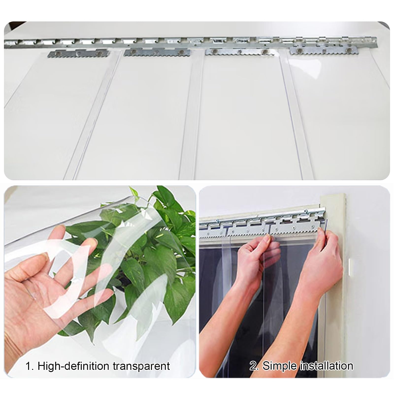 Rideau à Lanières PVC Isolant Rideau de Porte lanieres Épaisseur Rideau Industriel à lanières Facile à Installer Convient aux entrepôts usines supermarchés(W75xH230cm/29.53x90.55in)