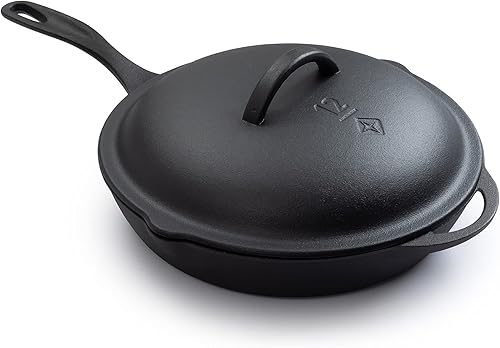 Miniatura 4 de Barebones Tapa de sartén de hierro fundido de 12 pulgadas, tapa para varias sartenes antiadherentes y utensilios de cocina, tapa de sartén de