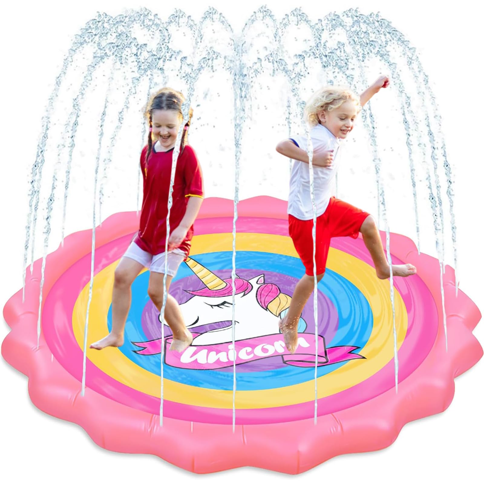 Tapis Jeu Éclaboussures Dauphin 170cm - PVC Pour Enfants - Jeu D'Eau Extérieur Jardin