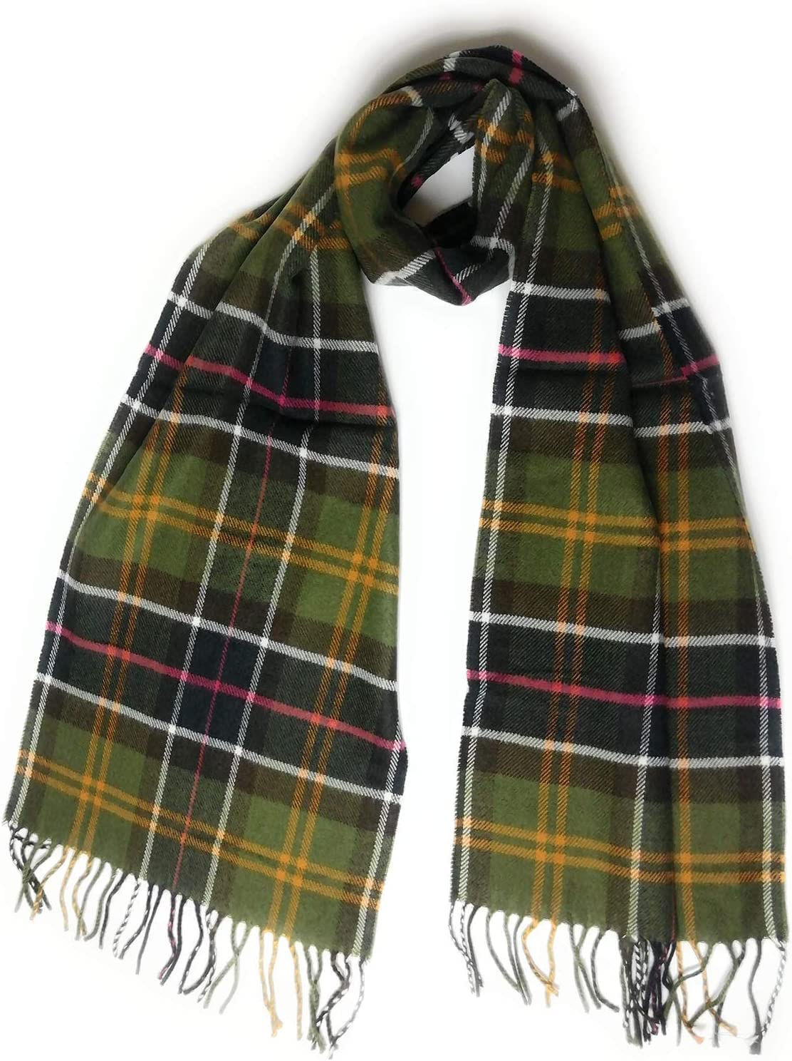 KGM Accessories Super soft check cashmere feel tartan check scarf - scarves for Men - Men`s woman's soft cashmere scarf (Sage Tartan)