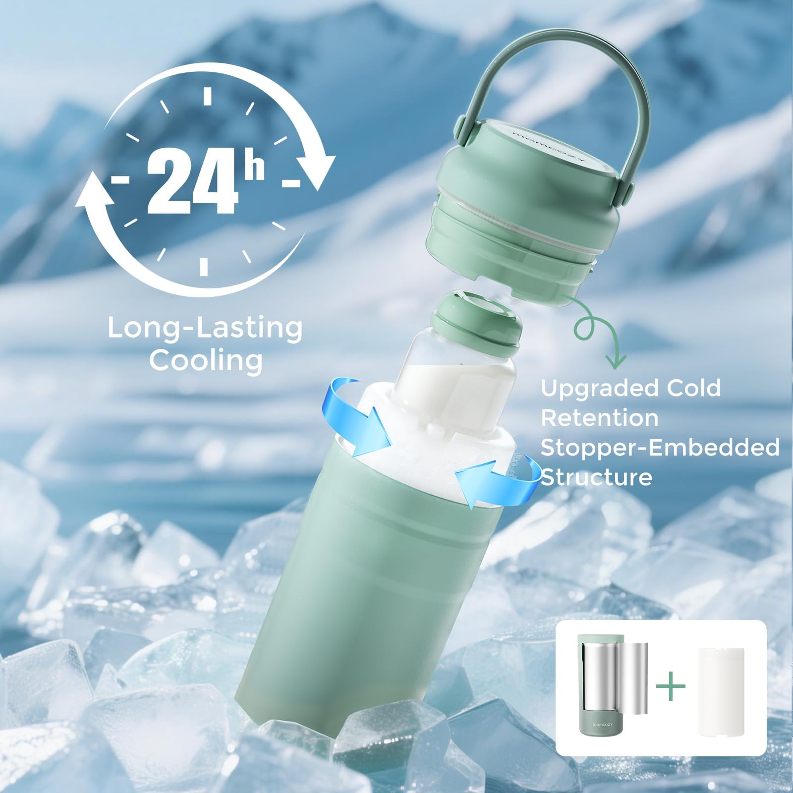 Momcozy Portable Breast Milk Cooler for Travel 24H Ice-Free Cooling Breastmilk Storage Bottles Container - Image 2