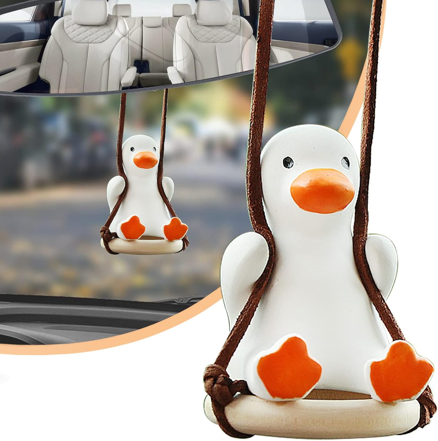 Swinging Duck Car Hanging Ornament, Car Interior Rear View Mirrors