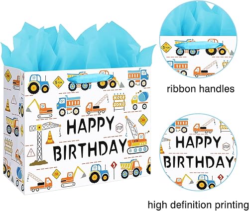 Miniatura 10 de Laidans Bolsa de regalo grande con temática de construcción de 13"