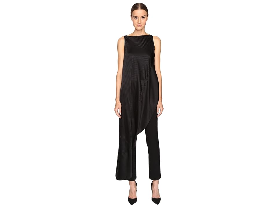 

Zac Posen Stripe Charmeuse Asymmetrical Top (Black) Women's Dress