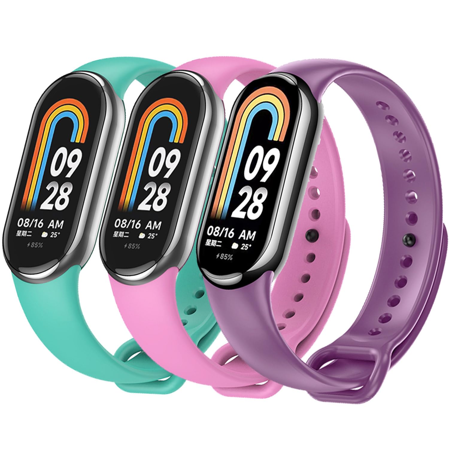 TFXXSJWY 3 Pack Bands for Mi Band 8 Strap Soft Silicone Replacement Sport Wristband for Xiaomi Mi Band 8 Watch Band Accessories for Women Men