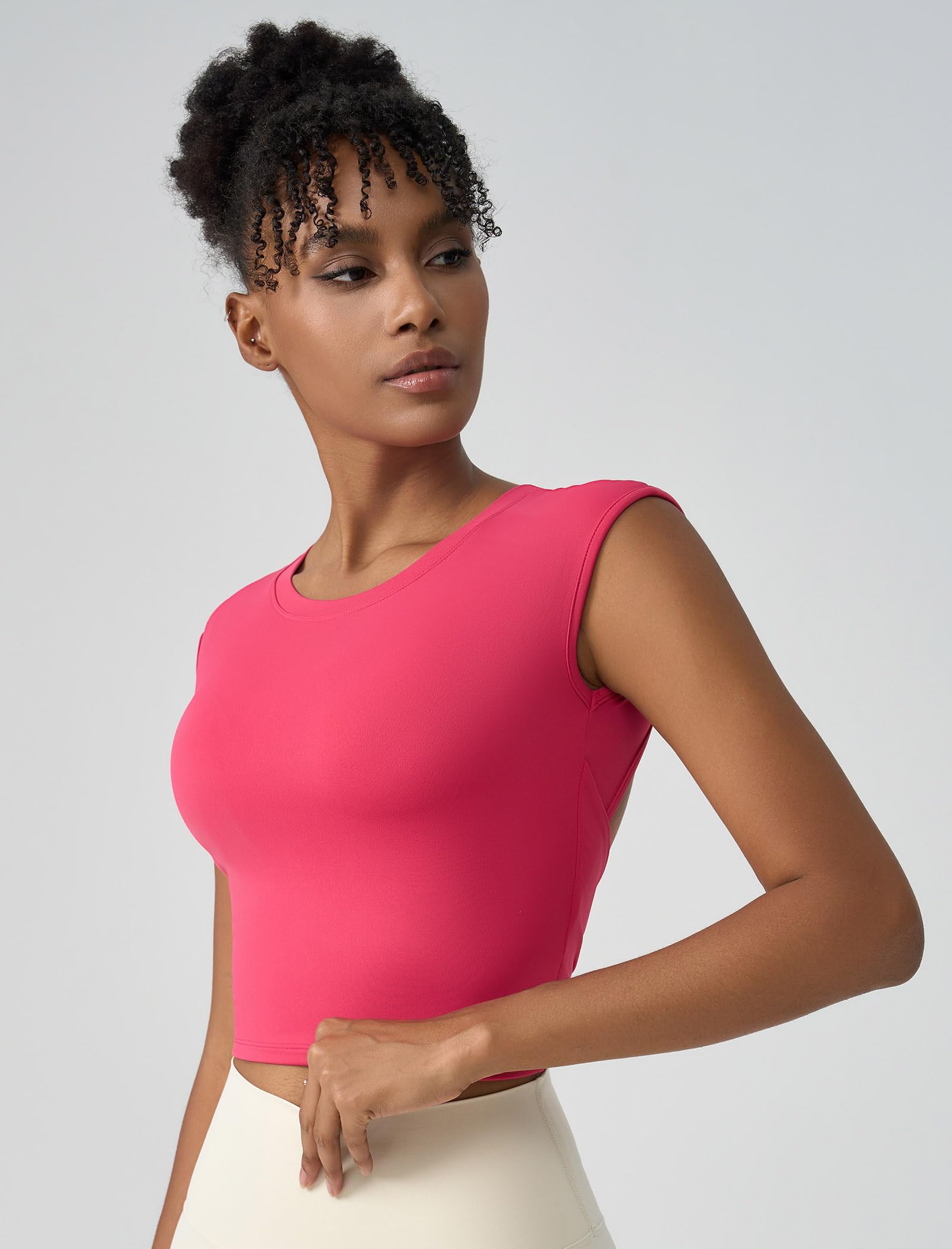 Camiseta deportiva para mujer sin espalda: sin mangas, espalda cruzada, con copas semifijas, camiseta sexy de verano para yoga, fitness, gimnasio