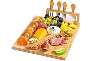 RoyalHouse Unique Bamboo Cheese Board and Knife Set: An Elegant Charcuterie Platter for Occasions