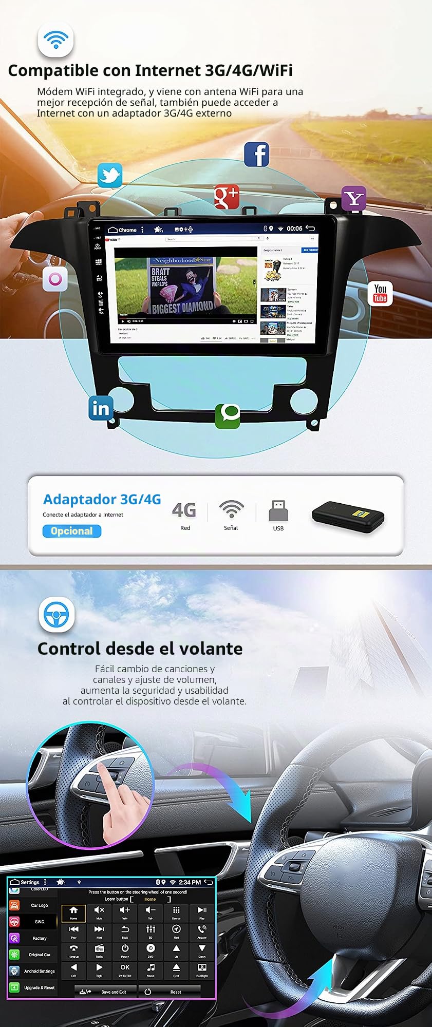 JOYX - [6G+128G] - Android 16 Autoradio para Ford S-MAX (2007-2015) - Built-in DSP/Carplay/Android Auto - Gratis LED Cámara Mic - 9 Pulgada 2 DIN - Apoyo Dab 4G WLAN BT Volante 360-Cámara Fast-Boot