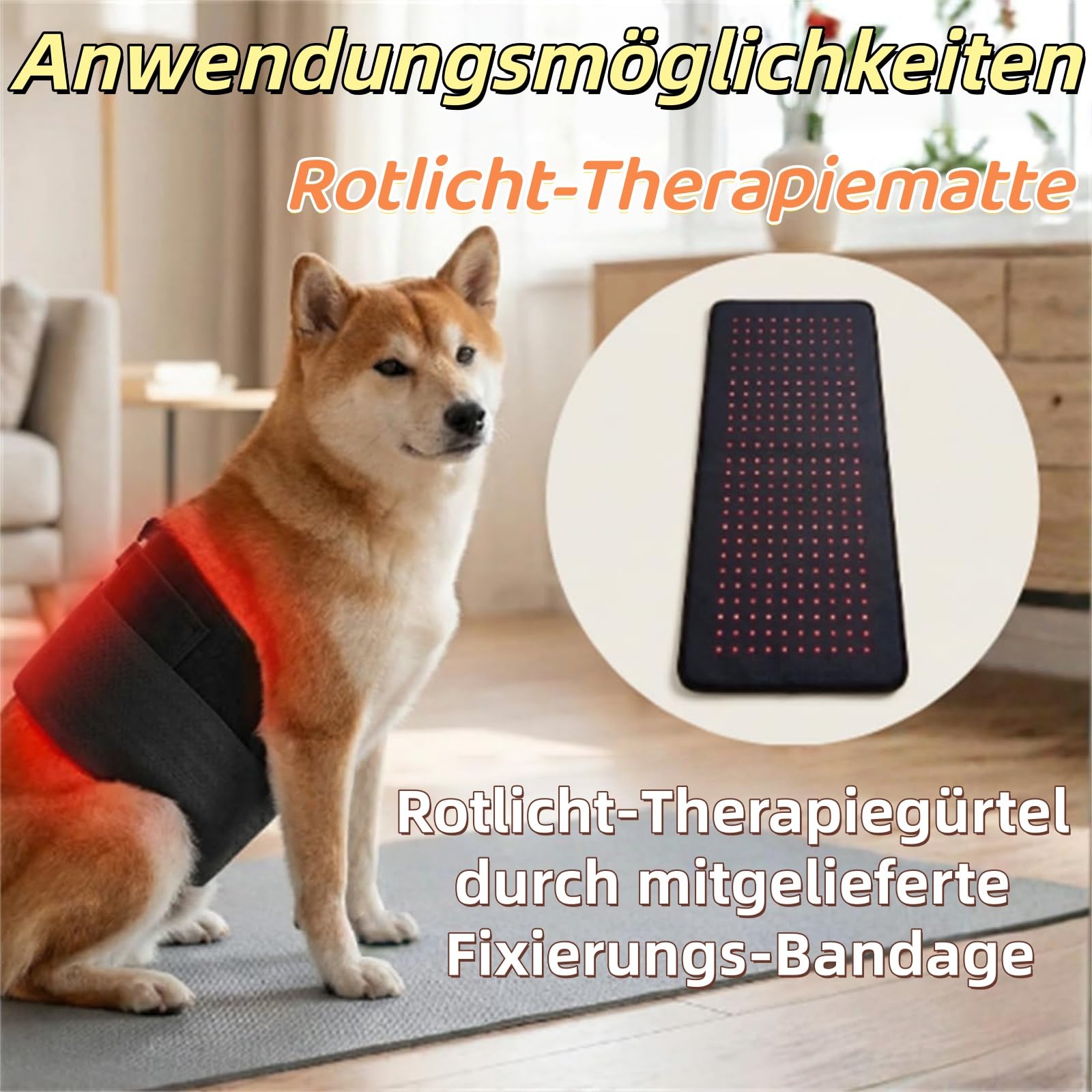 Rotlicht-Therapiematte für Hunde und Katzen, 660nm & 840nm Infrarotrotlichttherapie, Schmerz- & Gelenkunterstützung, Sichere Wärmetherapie, Einfache Anwendung zu Hause