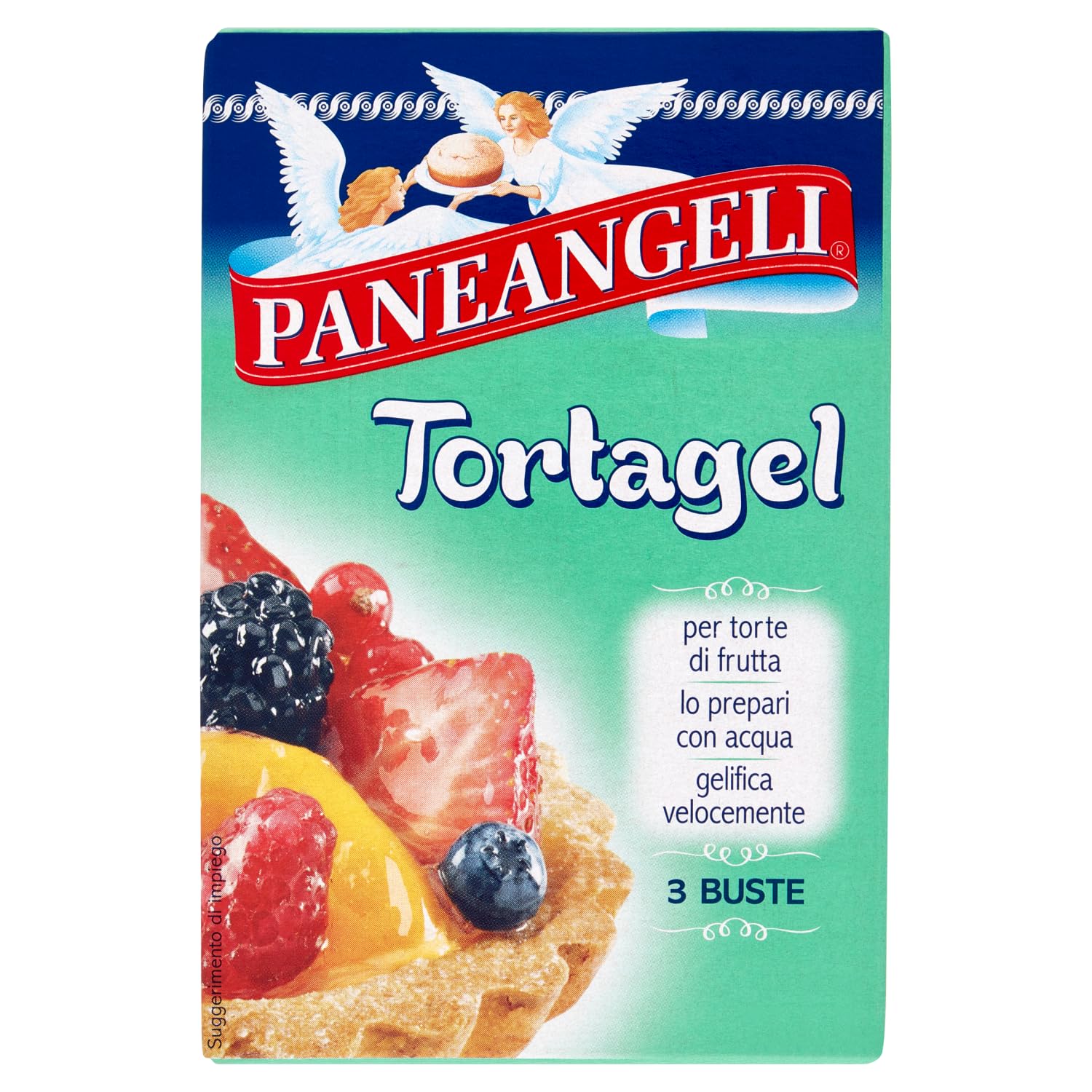 Paneangeli Tortagel, Preparato per Gelatina per Torte di Frutta, Gelatina in Polvere dal Gusto Neutro, Preparato con Acqua, Gelifica Velocemente, Vegano, Astuccio 3 Bustine da 14 g per 42 g