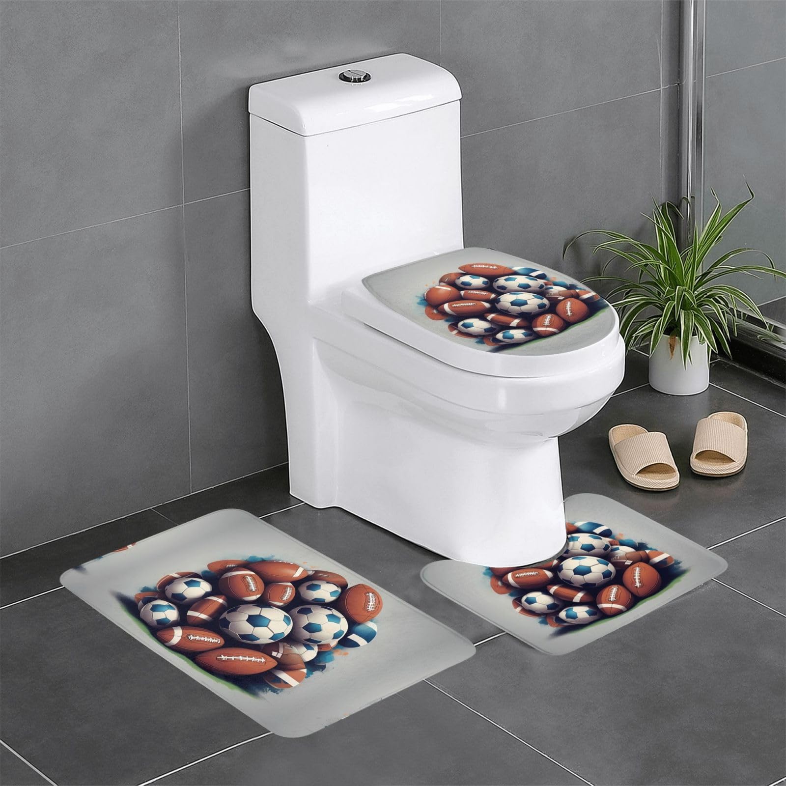 Tapis de salle de bain foot antidérapant contour WC rectangulaire