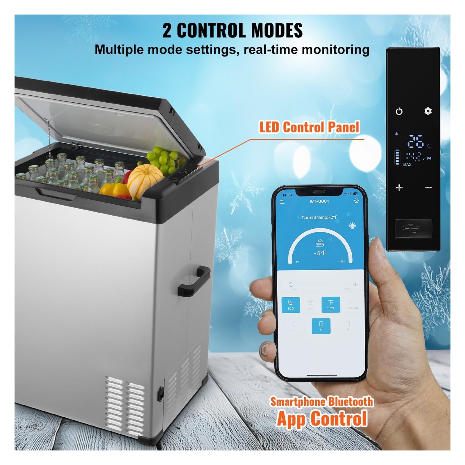 Refrigerador portátil Individual for Coche, 12 V, 70 L, 12/24 V CC y 100-240 V CA, con compresor, for Camping al Aire Libre y autocaravanas.