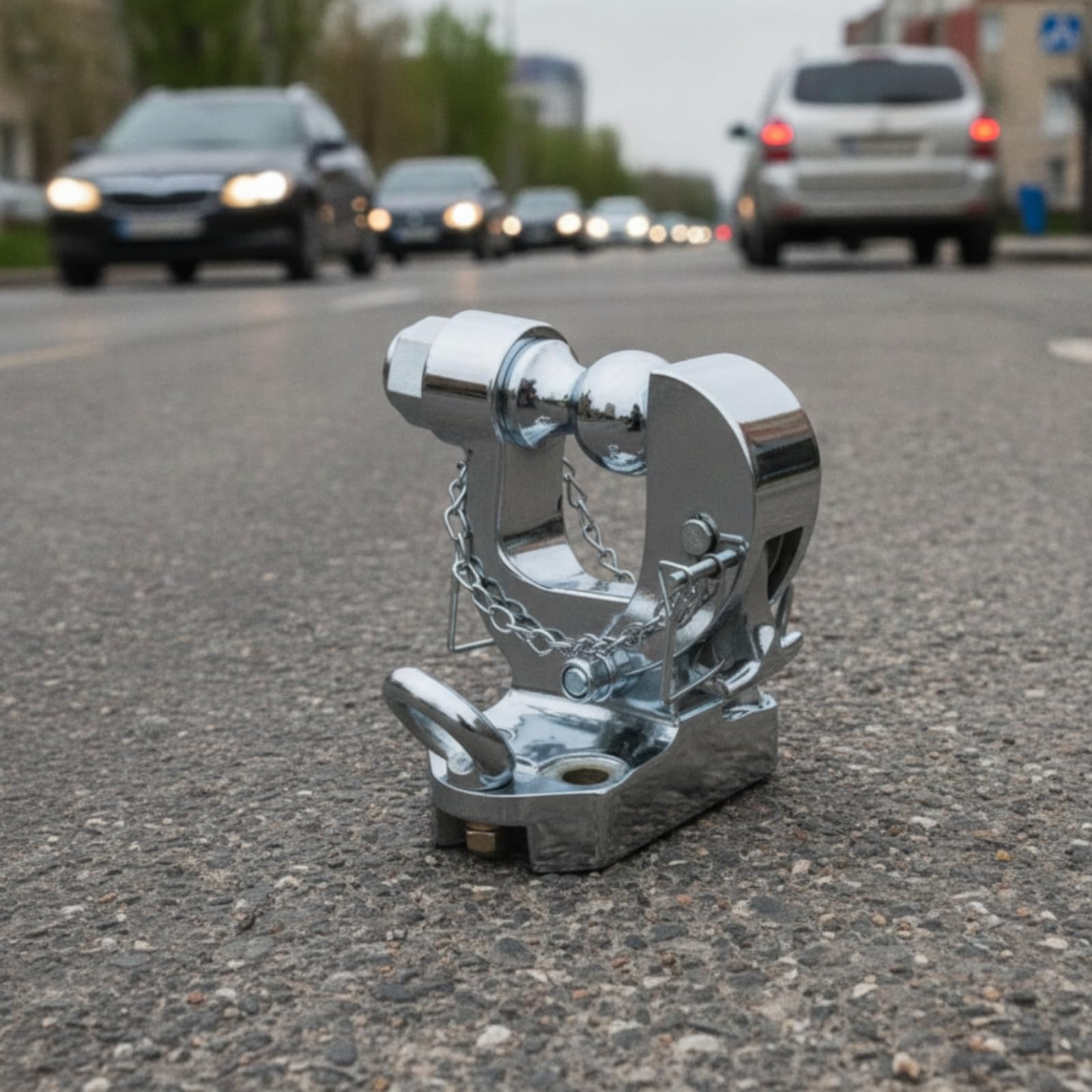Anhängerkupplung mit Kugelkopf Metall Anhängerkupplung mit Sicherheitskette Kompakt Transportzubehör für Ziehen, Schwarzer Kugelkopf