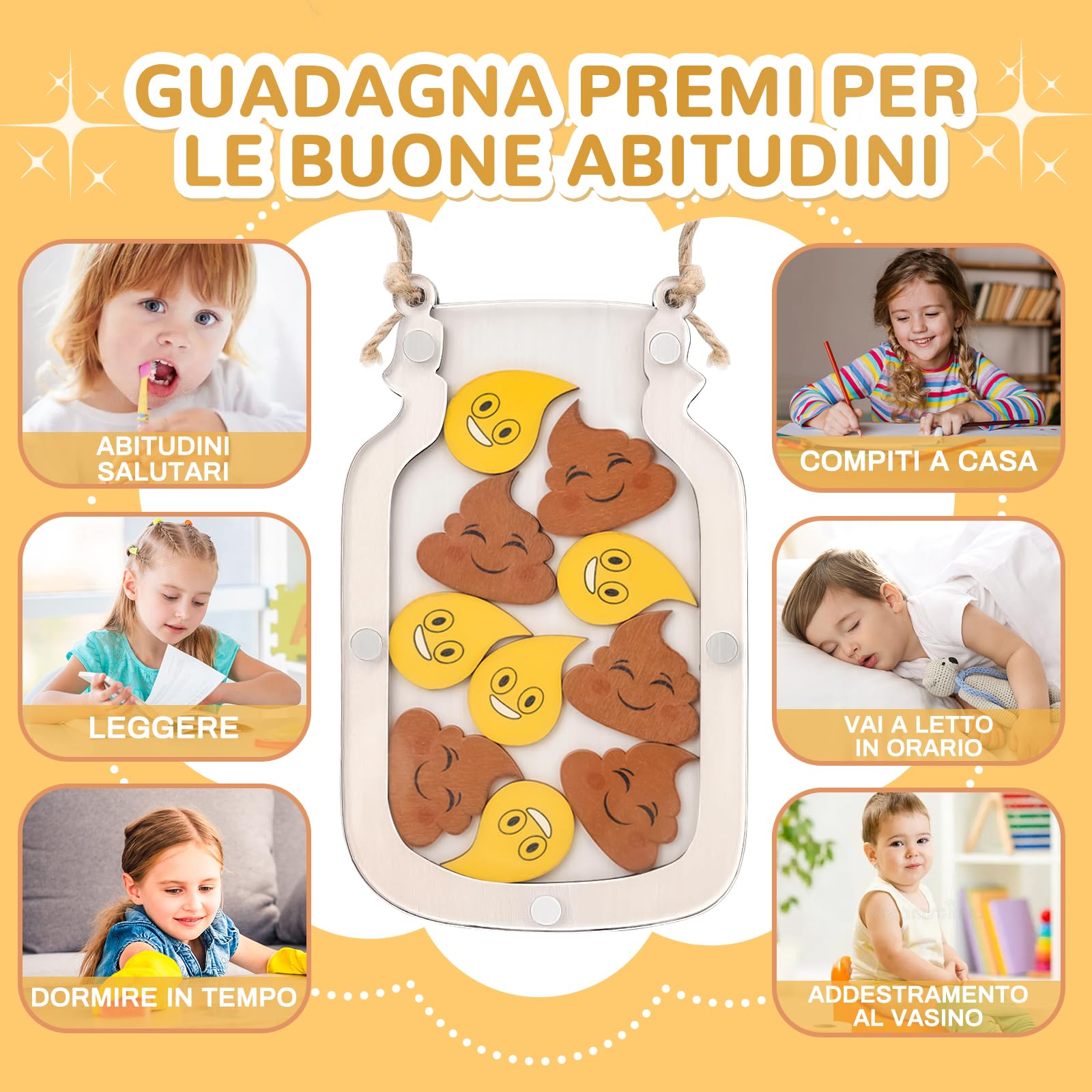 GADITIEK Tabella delle Ricompense per Bambini, Vasino Bambini, Token Economy per Ispirare Buoni Comportamenti, Barattolo per Aula Ragazzo Ragazza