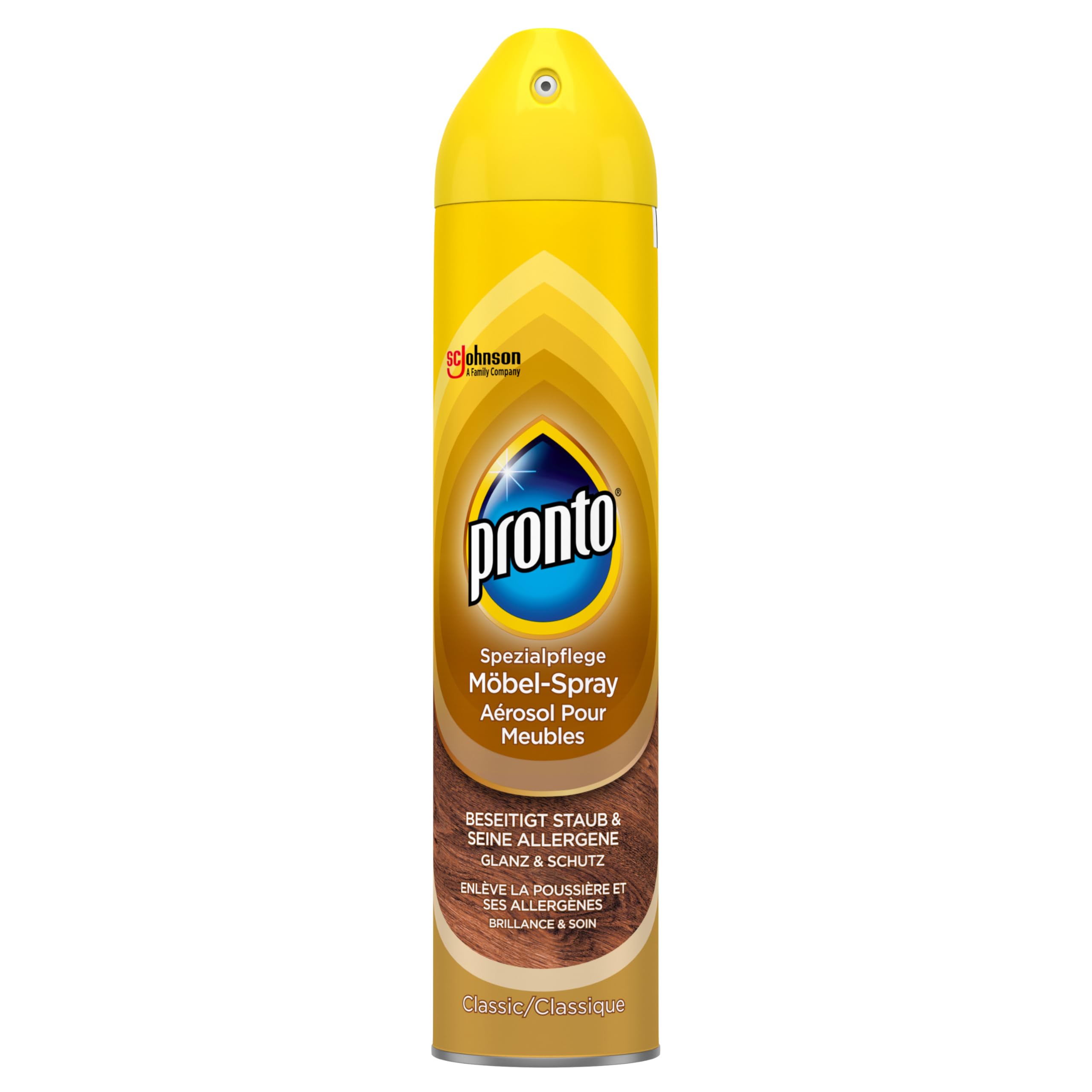 Pronto Glanz-Pflege Classic für alle Holzflächen, Holzpflege, Oberflächenreiniger für Möbel, 1er Pack (1 x 250 ml)