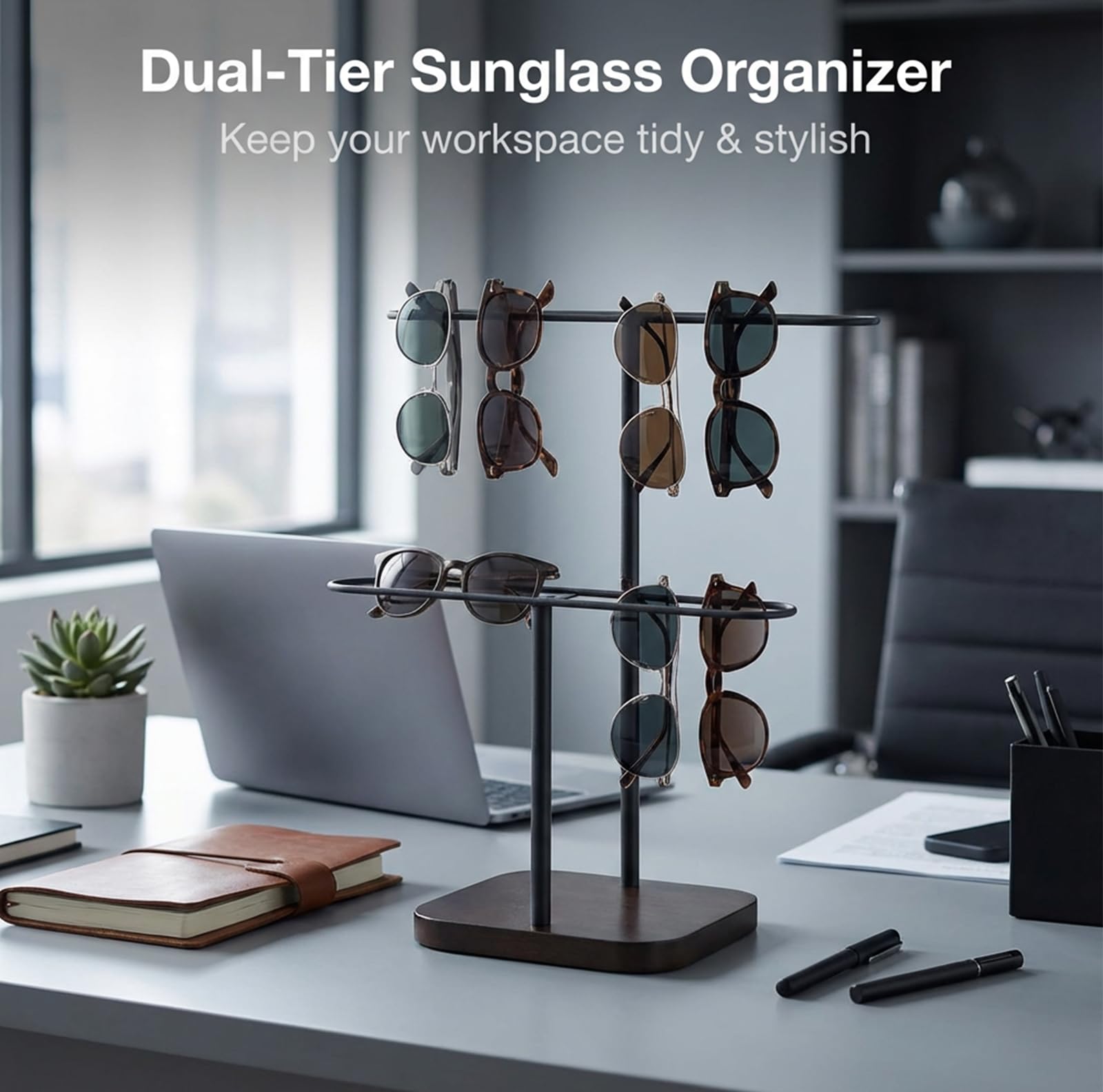 Espositore Occhiali da Sole, Porta Occhiali e Organizer a Doppio Strato per 20 Paia, Supporto Occhiali da Vista e da Sole, Ideale per Casa, Negozio, Scrivania, Cassettiera