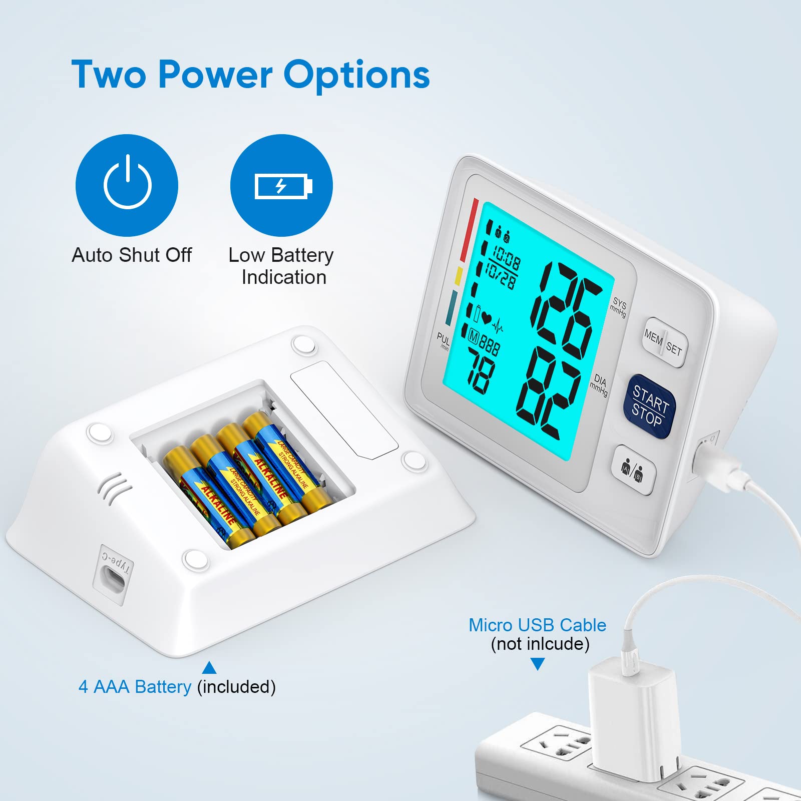 Automatic Blood Pressure Machine XL Cuff for Big Arms 13-21”-Medium/Large  Cuff 9-17Extra Large Backlit LCD Heart Rate Detection Two User 1000 Mem