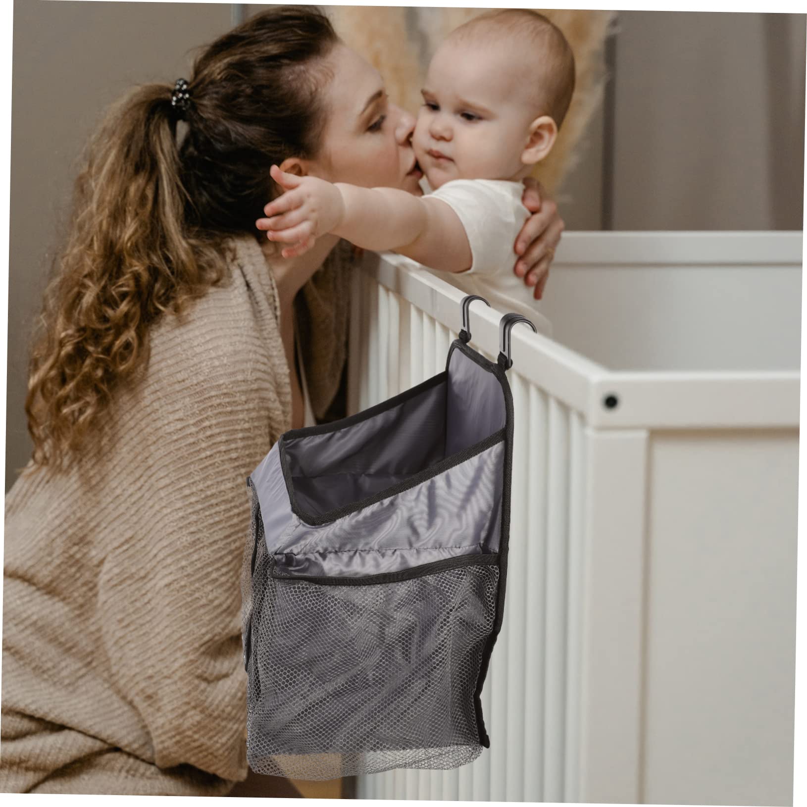 Bolsa de Almacenamiento para Cuna Colgante, Organizador de Pañales | Mesita de Noche, para Biberones y Juguetes, Plegable, Uso en Viaje y Exterior