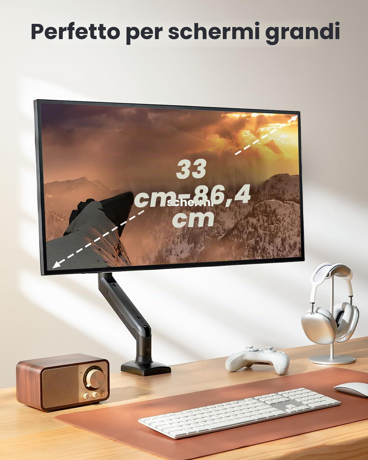 ErGear Supporto per Monitor per Schermi da 13-34 Pollici, Braccio per Monitor regolabile, Supporta fino a 10 kg, supporto girevole per scrivania, compatibile con Vesa 75 e 100 mm