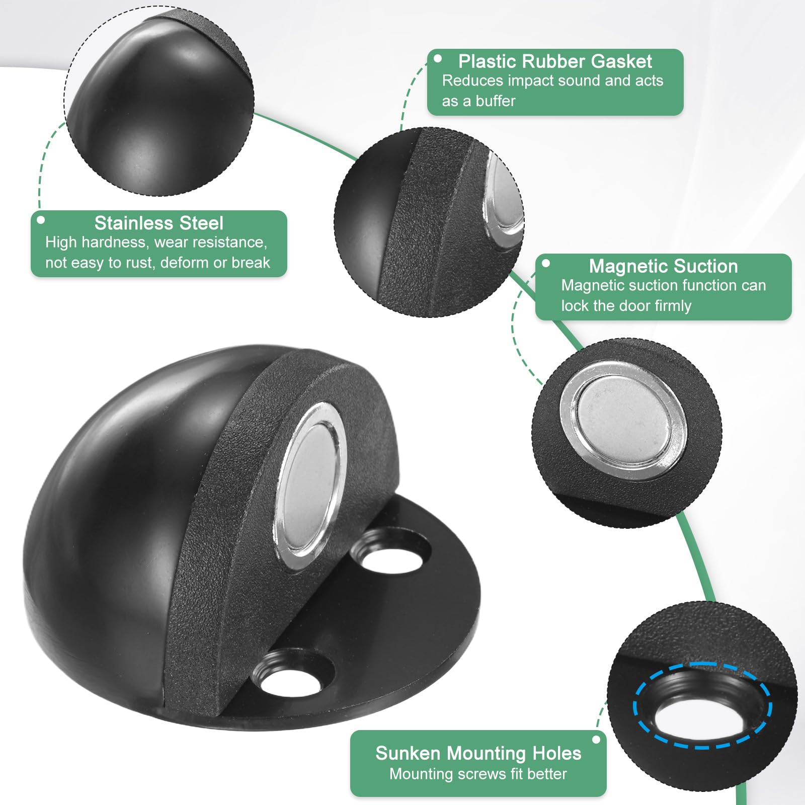 M METERXITY 4-Pack Floor Mounted Door Stops - Image 2