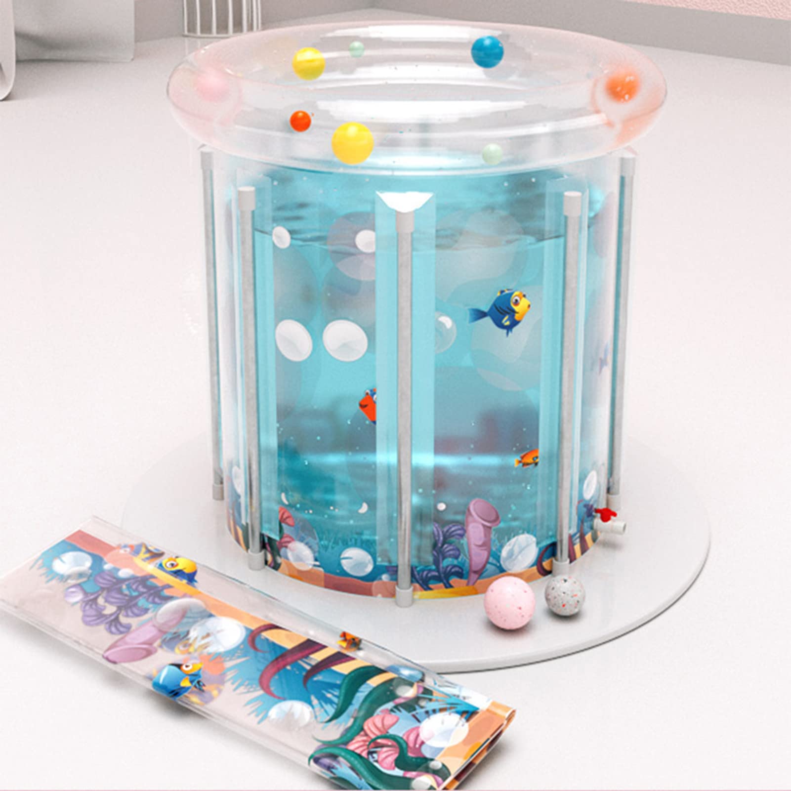 Tragbare Aufblasbare Badewanne - Spa Für Kinder Und Erwachsene, 70 X 70cm PVC-Wanne, Eisbad, Faltbare Runde Klappbare Wanne Für Badesalz Und Salzbad