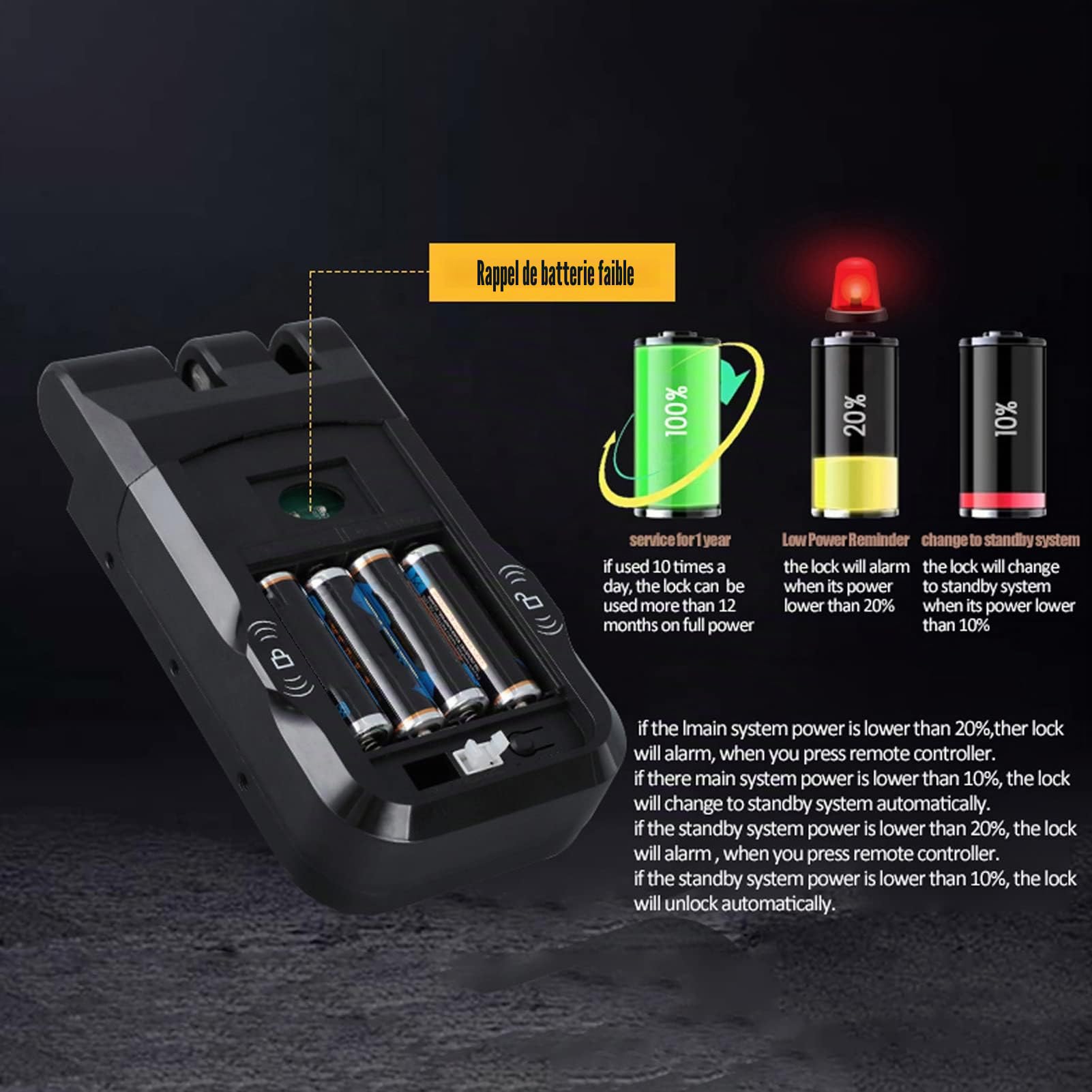 Verrou de porte intelligent, serrure de porte électronique sans fil invisible sans clé, avec 2 clés de télécommande, design tactile intérieur, sans trou de verrouillage