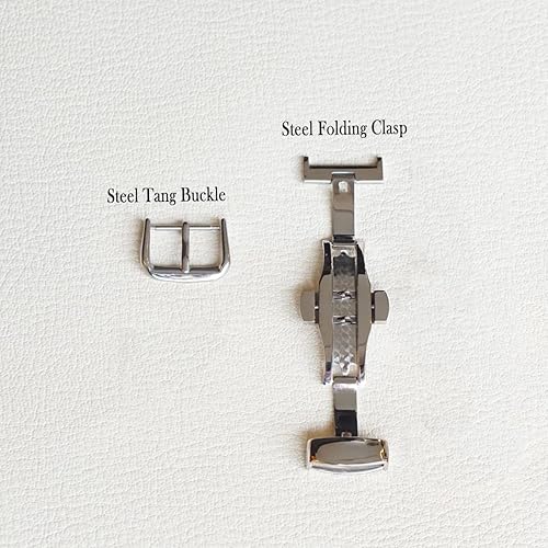 Miniatura 6 de Correa de reloj de cuero de becerro negro de alta calidad, correa de reloj de cuero de grano de escotilla