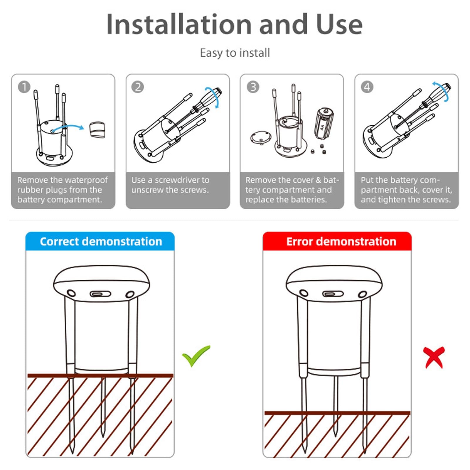 Fockety Misuratore del Terreno, Igrometro del Termometro del Terreno a Energia Solare con 3 Sonda per Zigbee 3.0, Tester di Temperatura del Misuratore di umidità del Terreno Portatile