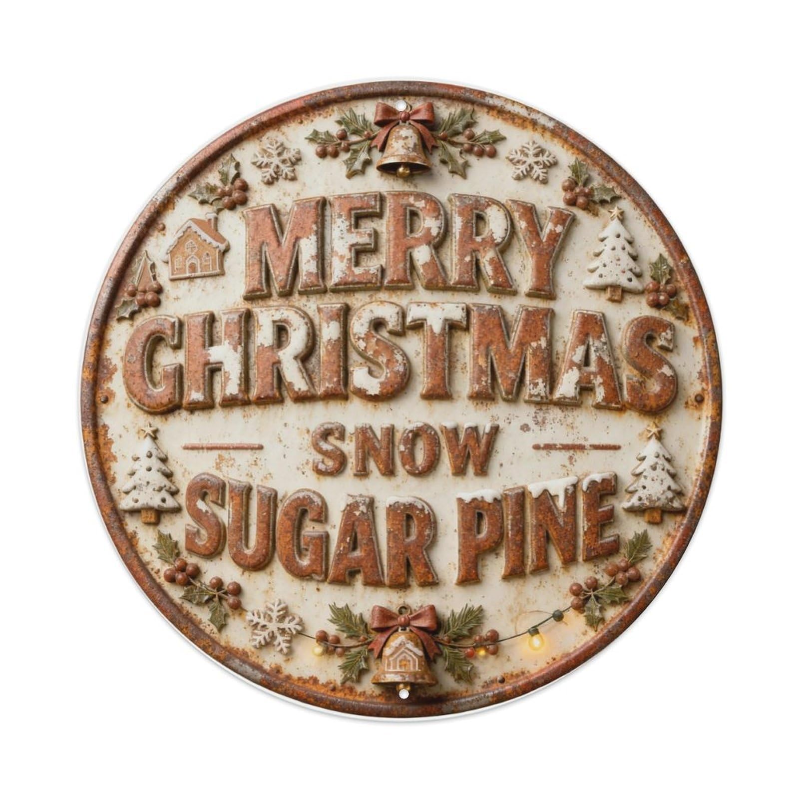 GINGERBREAD HOUSE SNOW SUGAR PINE Metal Tin Sign Plaque