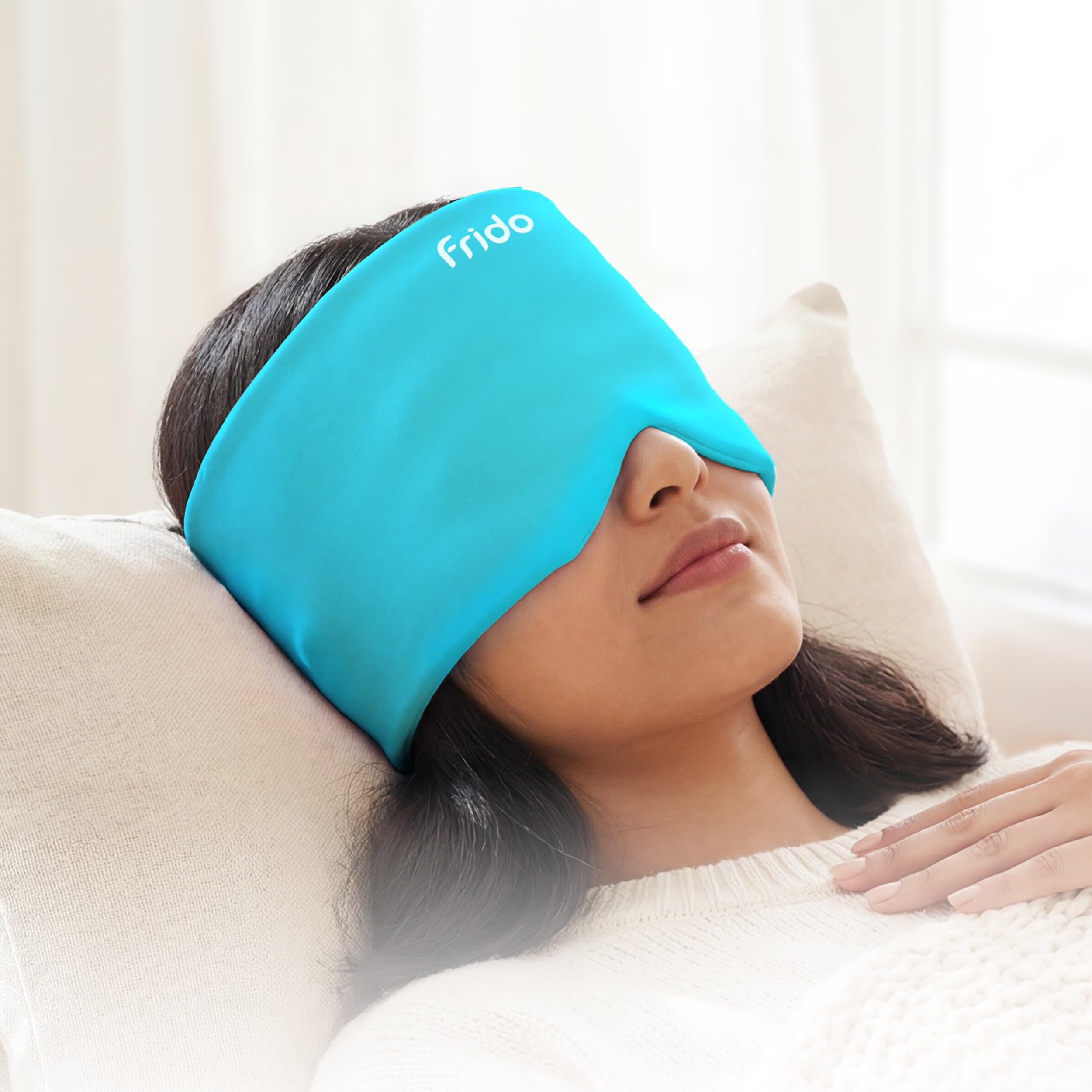 Frido Hot & Cold Therapy Cap for Migraine & Headache Relief | 360° Full Head Coverage with Gentle Compression | Reusable Cap for Heat & Cooling Therapy, Sinus Pressure, Stress & Eye Relief | Blue-image-16