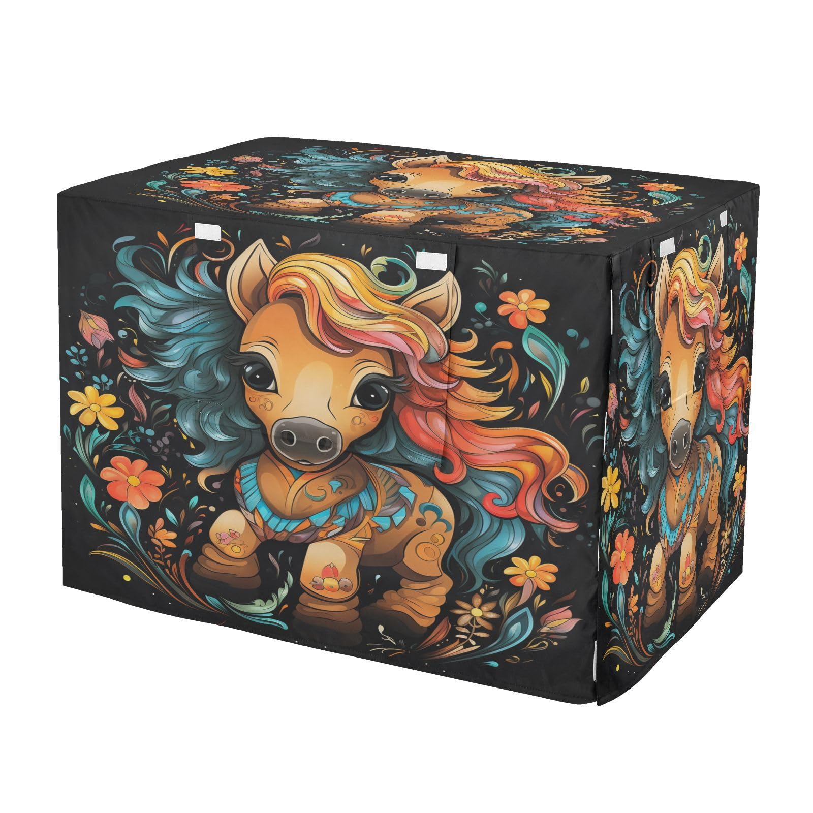 KAAVIYO Beautiful Flower Horse Dog Cat Crate Cover,Waterproof Pet Kennel Covers for Animals Cages Indoor Outdoor