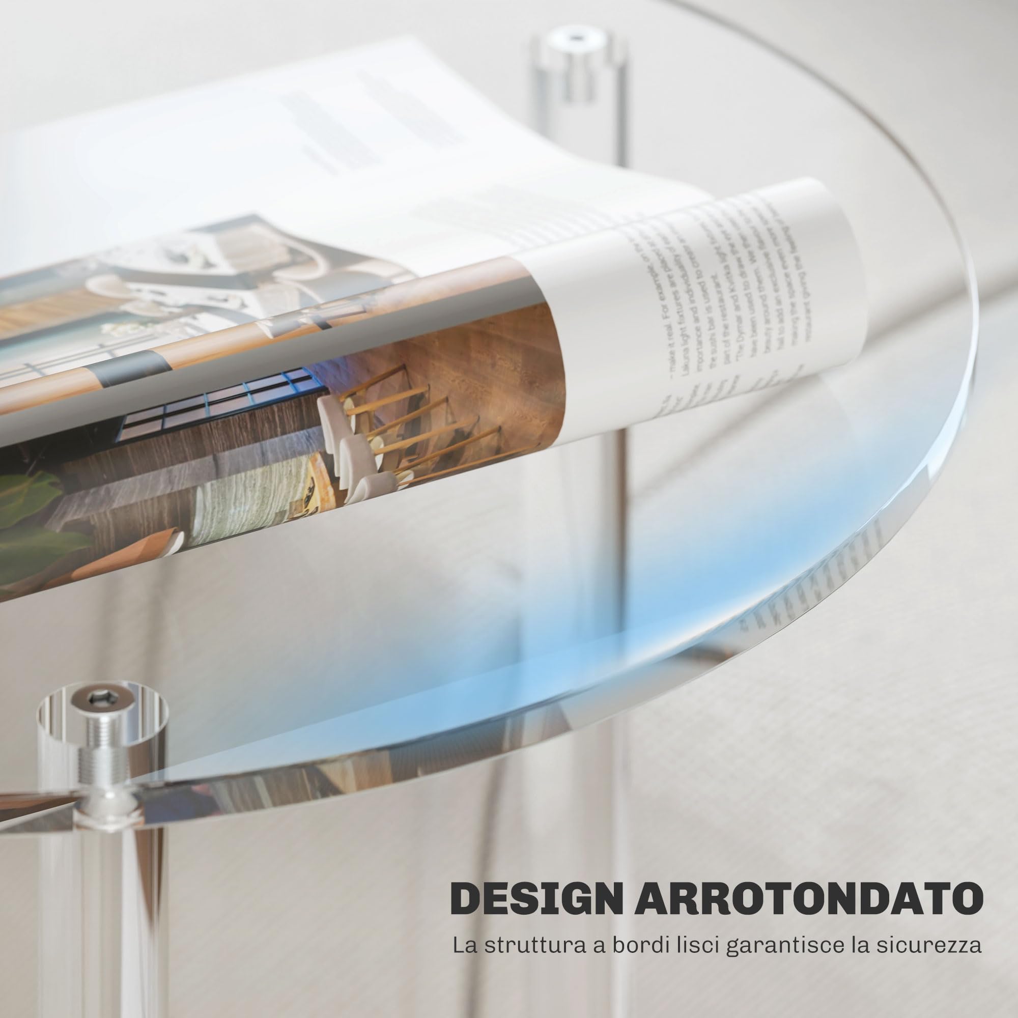 HOMCOM Tavolino Basso Rotondo 2 Livelli Acrilico Ø40x50 cm Trasparente | per Interni, Tavolino da Divano